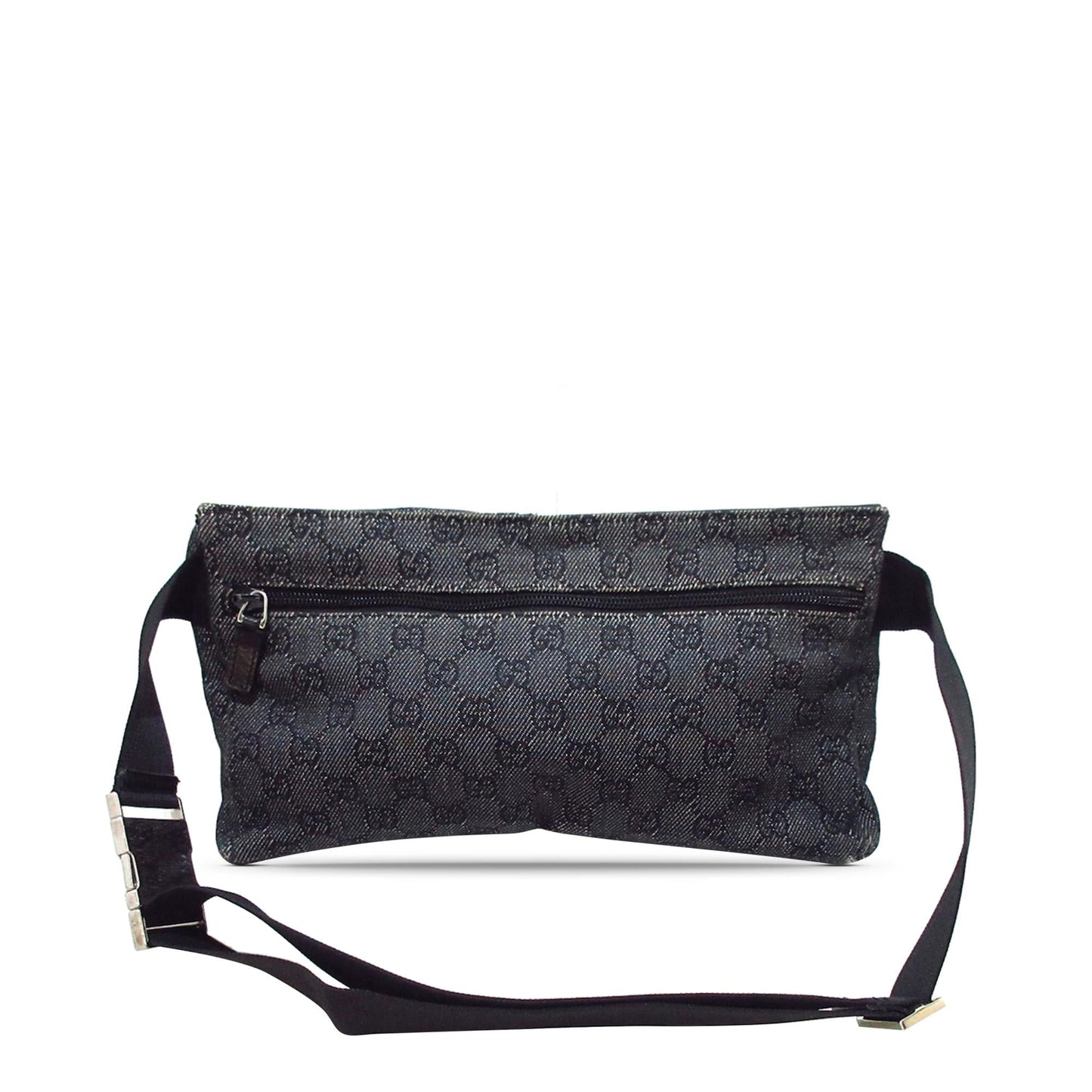 Gucci GG Double Pocket Belt SHG-9qTC5e Denim Calf Grey Accessory