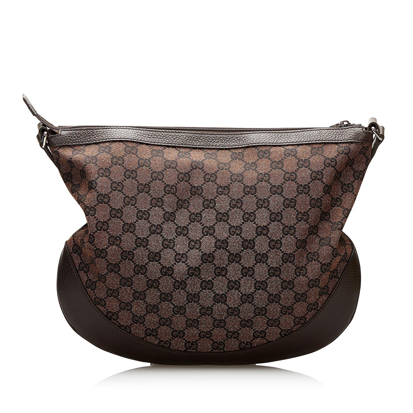 Gucci GG Half Moon SHG Canvas Denim Brown Crossbody Bag