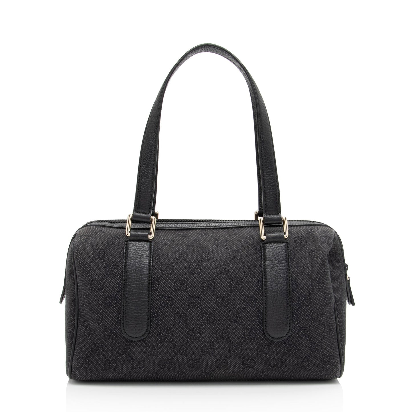 Gucci GG SHF-0xwQtu Leather Denim Black Small Satchel Bag