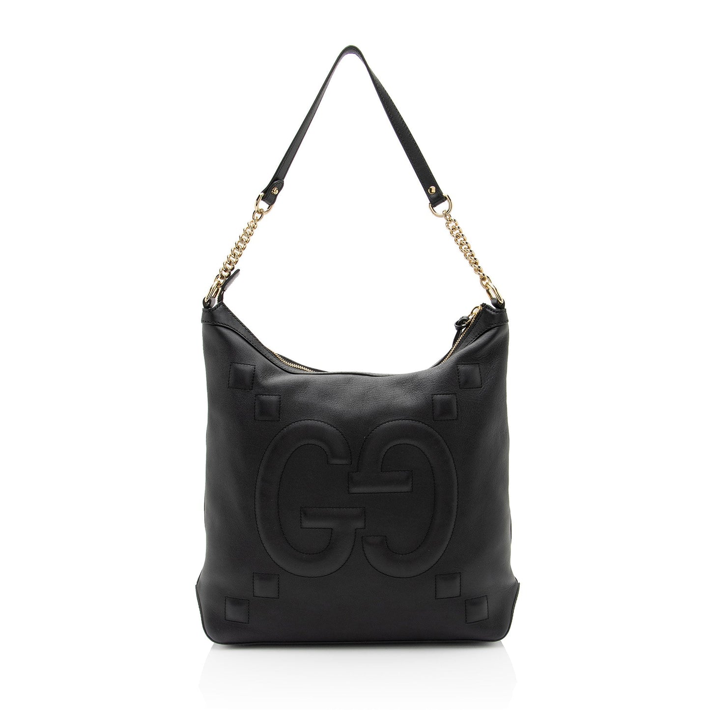 Gucci GG Embossed Apollo SHF-Y2LwuL Calfskin Black Shoulder Bag