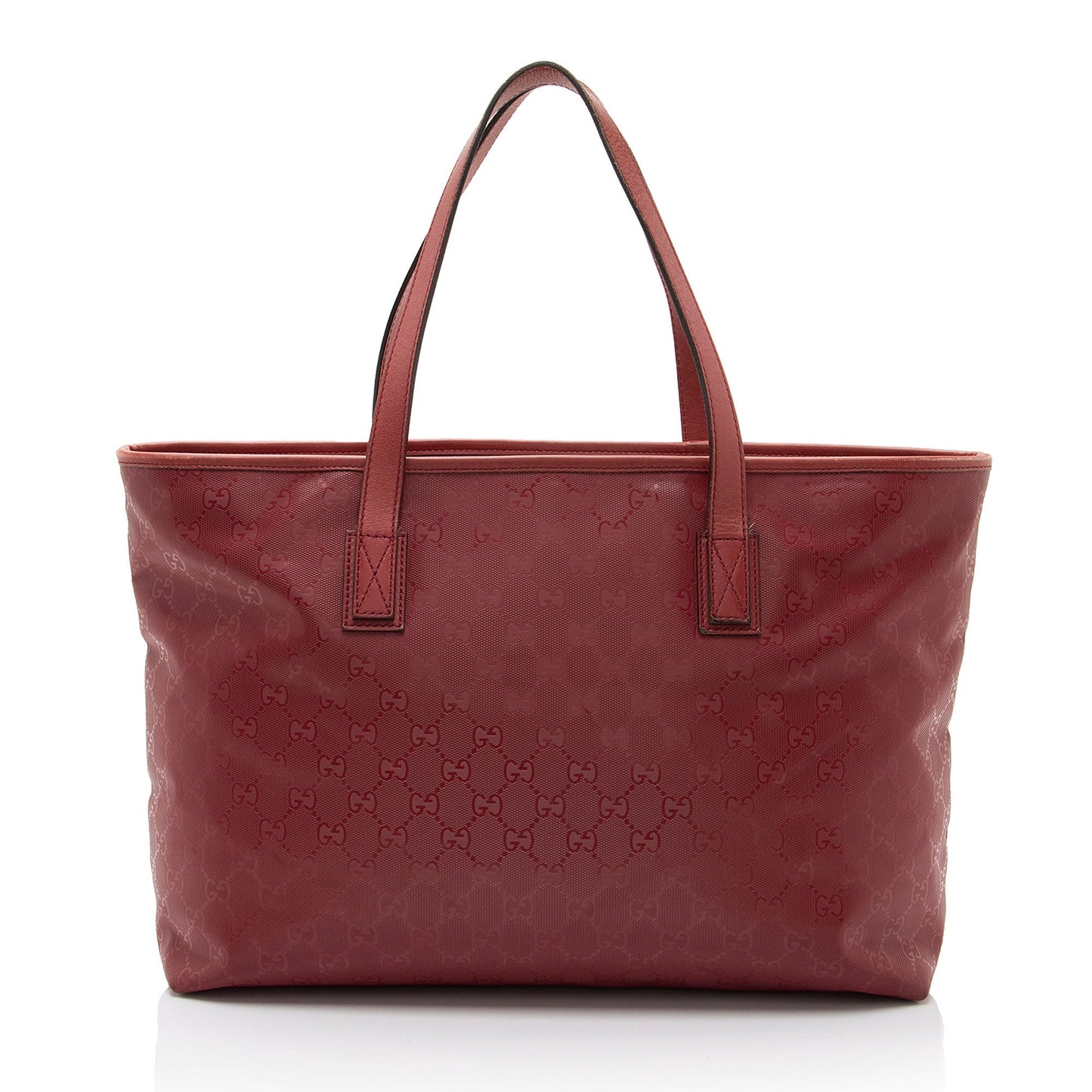 Gucci GG Imprime SHF-6dfyKy Leather Canvas Red Medium Tote Bag