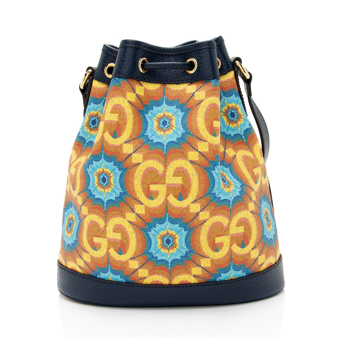 Gucci GG Kaleidoscope 100th Anniversary SHF-kbOcsb Leather Canvas Blue Bucket Crossbody Bag