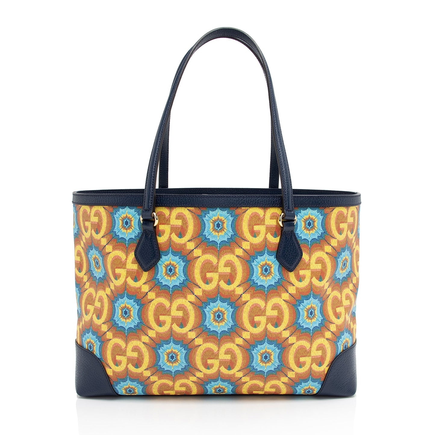 Gucci GG Kaleidoscope 100th Anniversary SHF-vURevc Leather Canvas Blue Medium Tote Bag