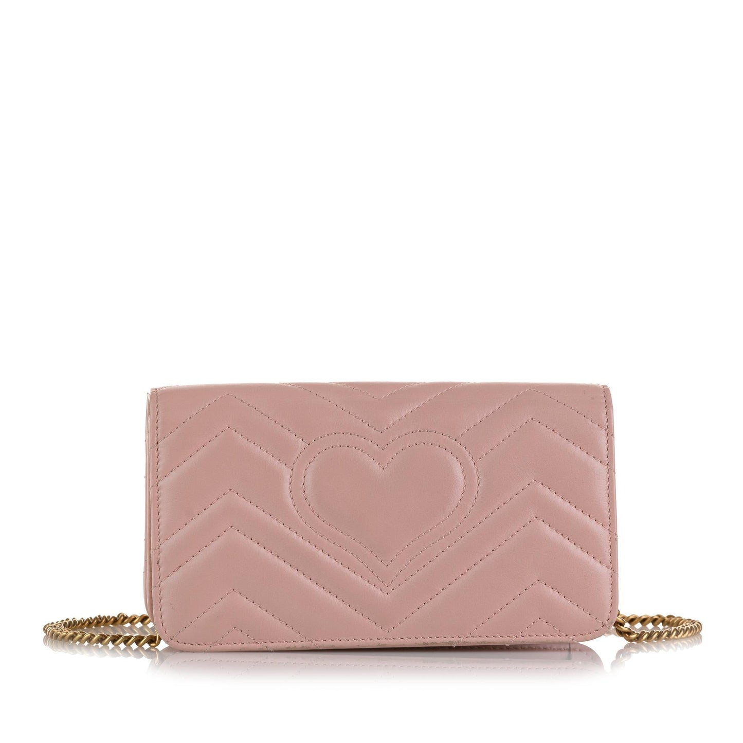Gucci GG Marmont SHG-7yduIS Calf Pink Chain Flap Crossbody Bag