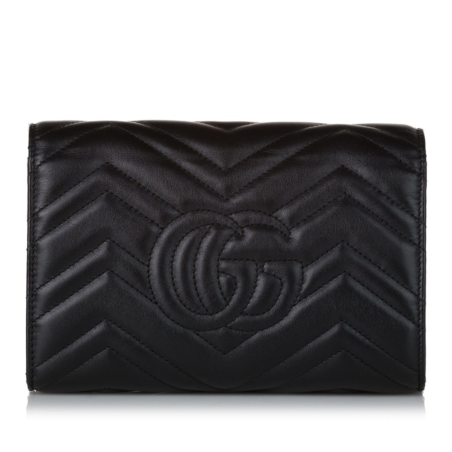 Gucci GG Marmont Wallet On SHG Leather Calf Black Chain Crossbody Bag Chain Shg
