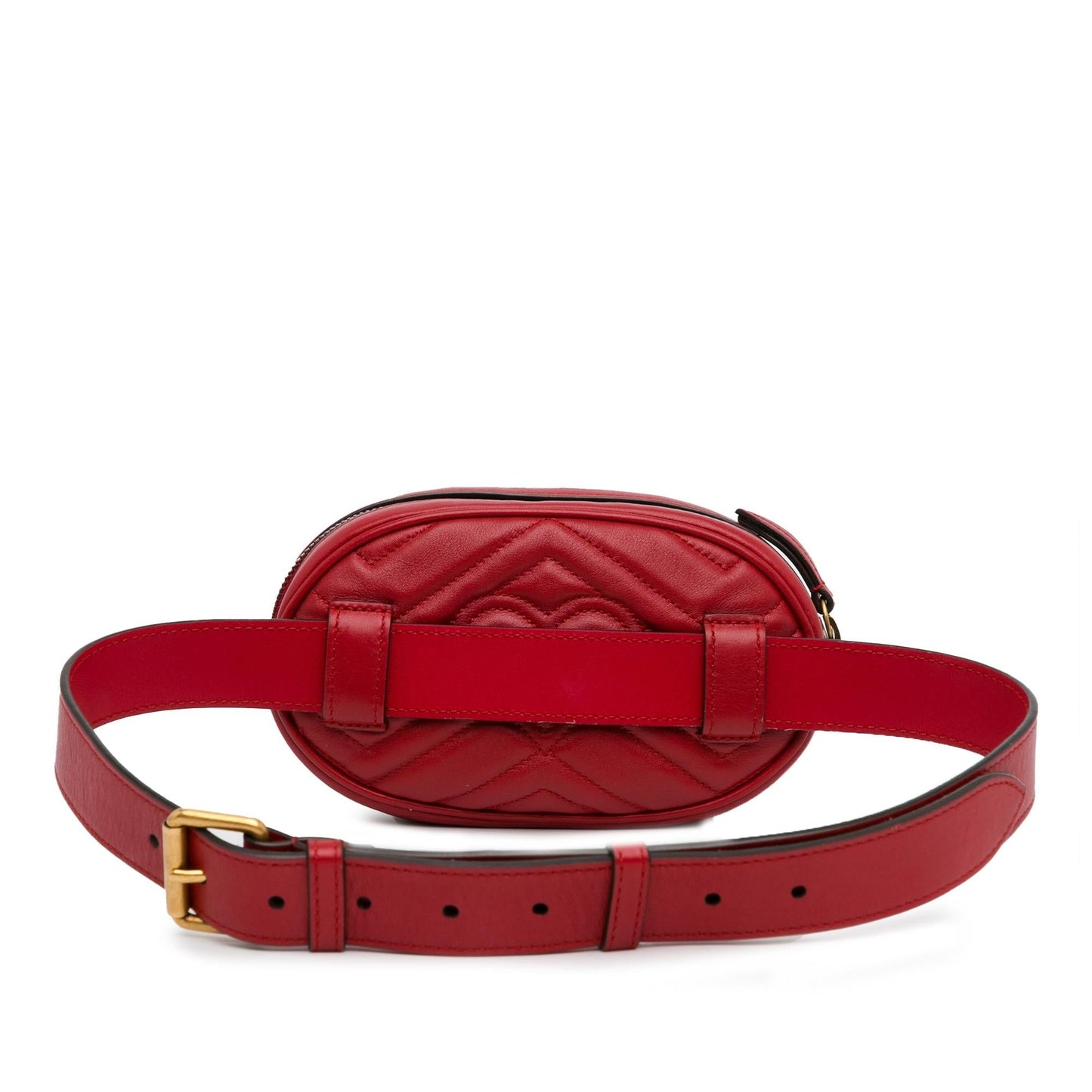 Gucci GG Marmont Belt SHG-wVMBWi Matelasse Calf Red Accessory