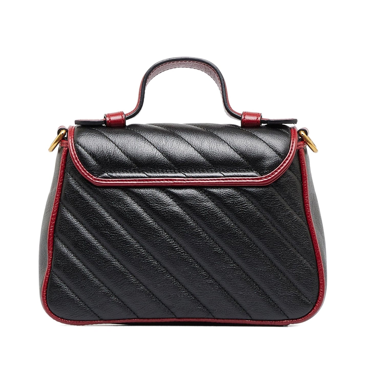 Gucci GG Marmont Torchon SHG-aTMmV7 Calf Black Red Satchel Bag