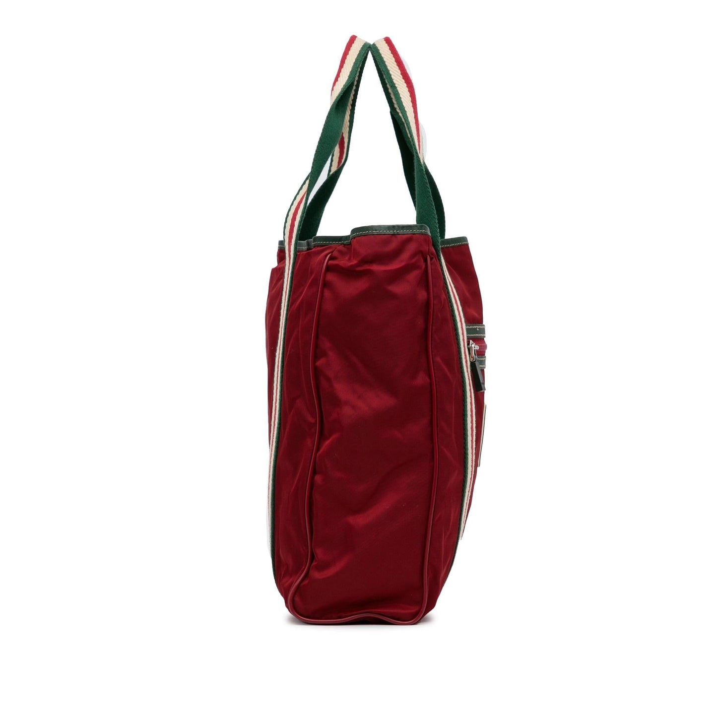 Gucci GG Crest Sherry Line Web Nylon Red Tote Bag