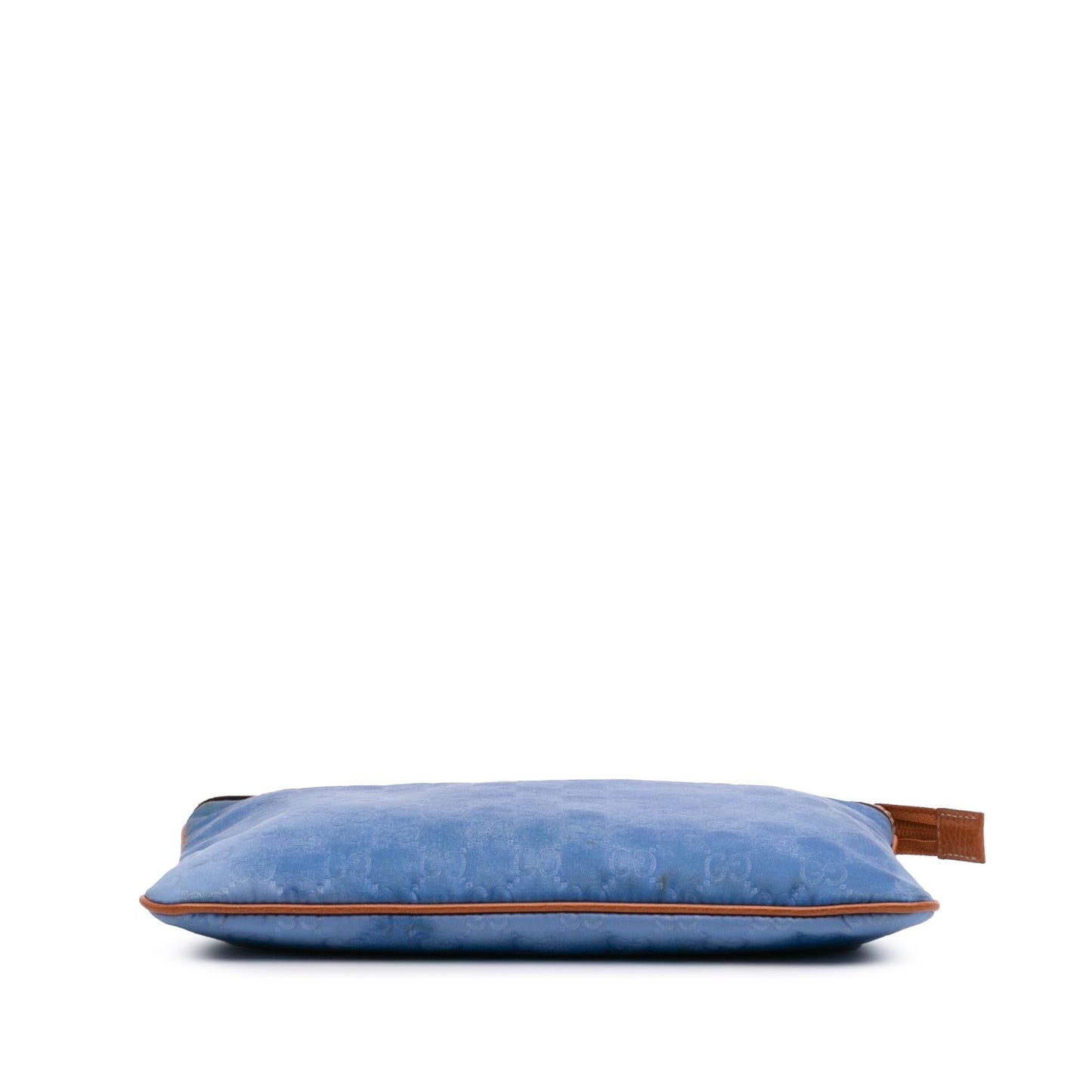 Gucci GG Top Zip Nylon Calf Brown Blue Clutch Bag