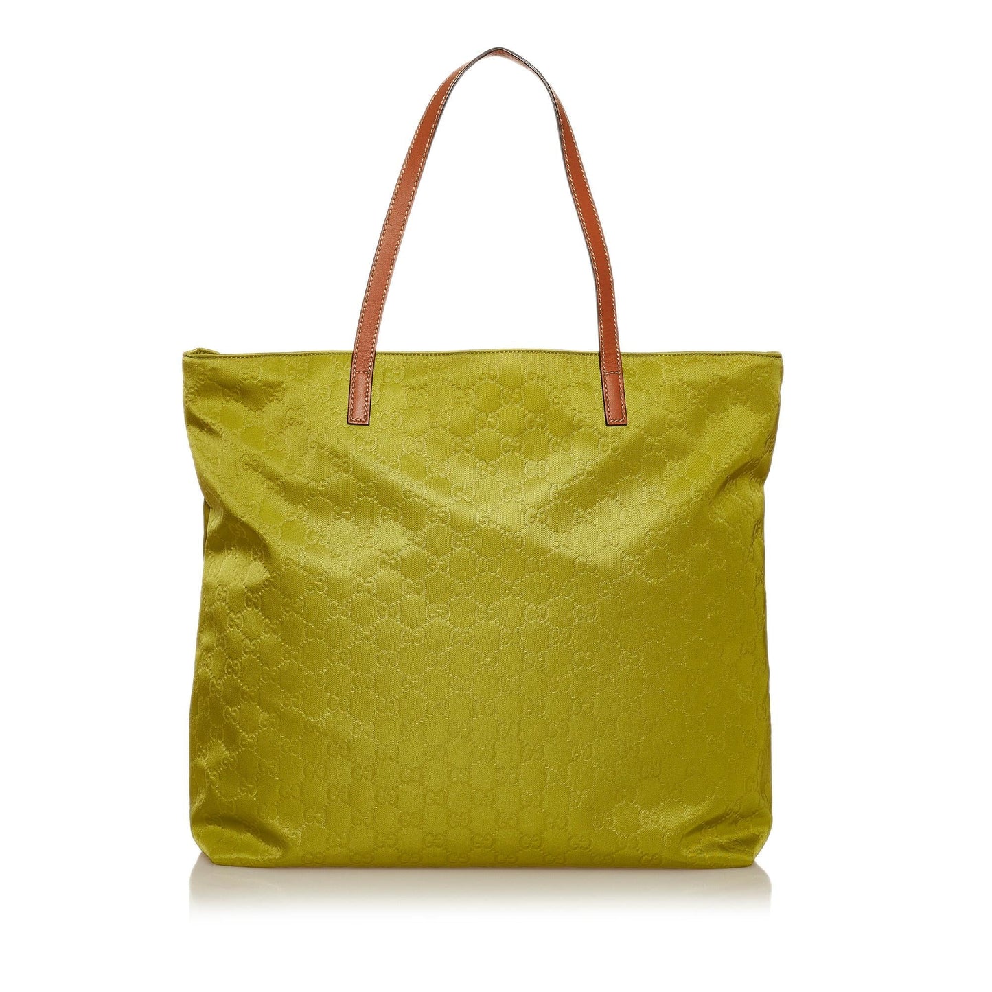 Gucci GG SHG Nylon Calf Brown Green Tote Bag