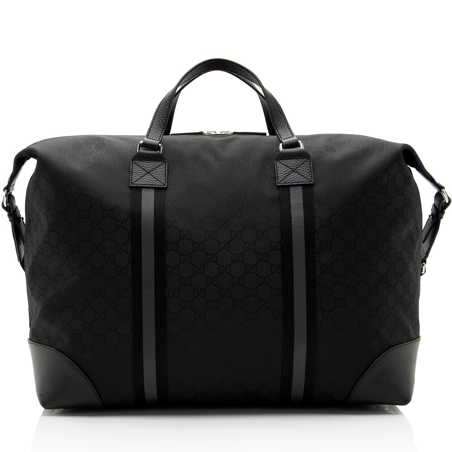 Gucci GG Duffle SHF-EZRm68 Leather Nylon Black Travel Bag