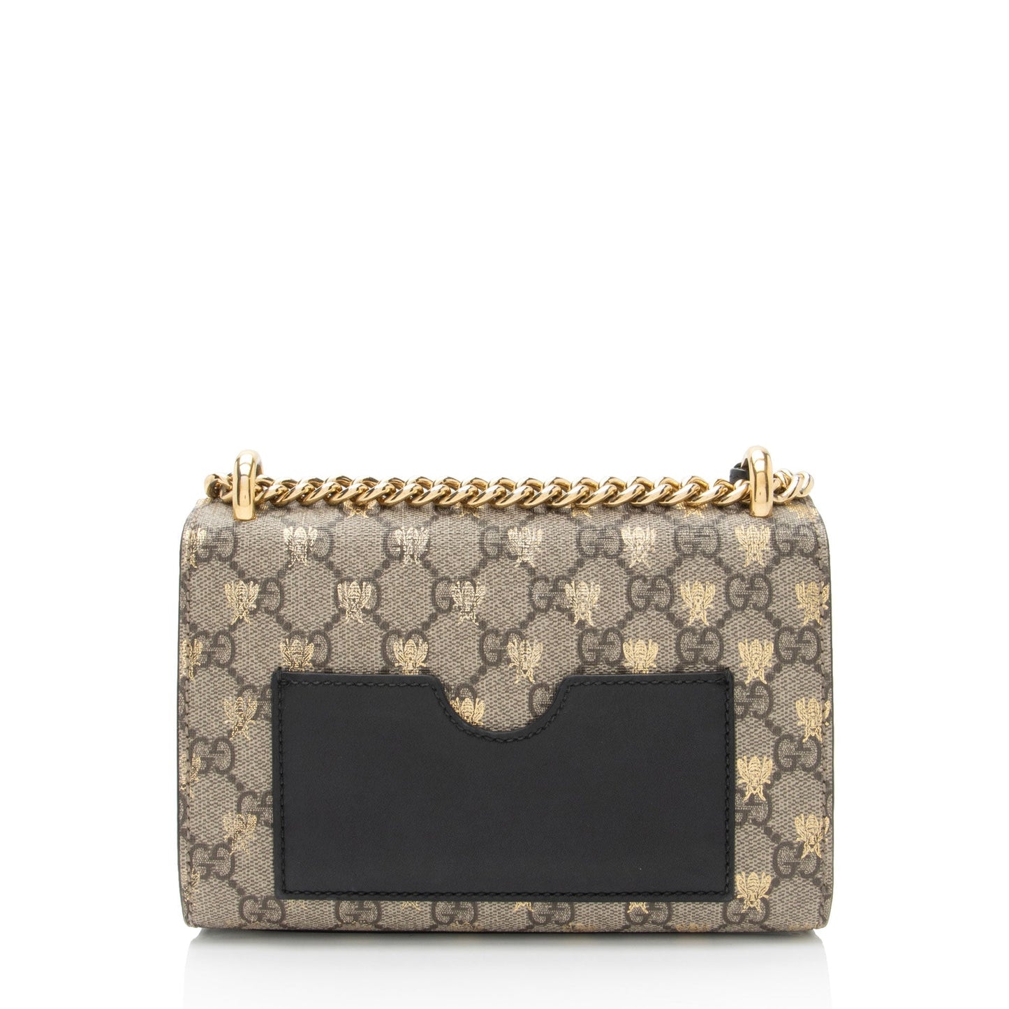 Gucci GG Supreme Bee Padlock SHF-JaFqOf Leather Canvas Black Beige Crossbody Bag