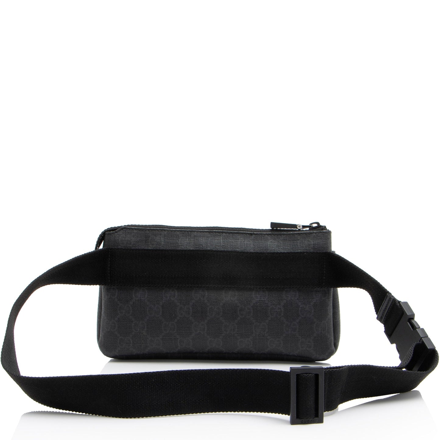 Gucci GG Supreme Slim Belt SHF-dfmtxB Leather Canvas Nylon Black Accessory