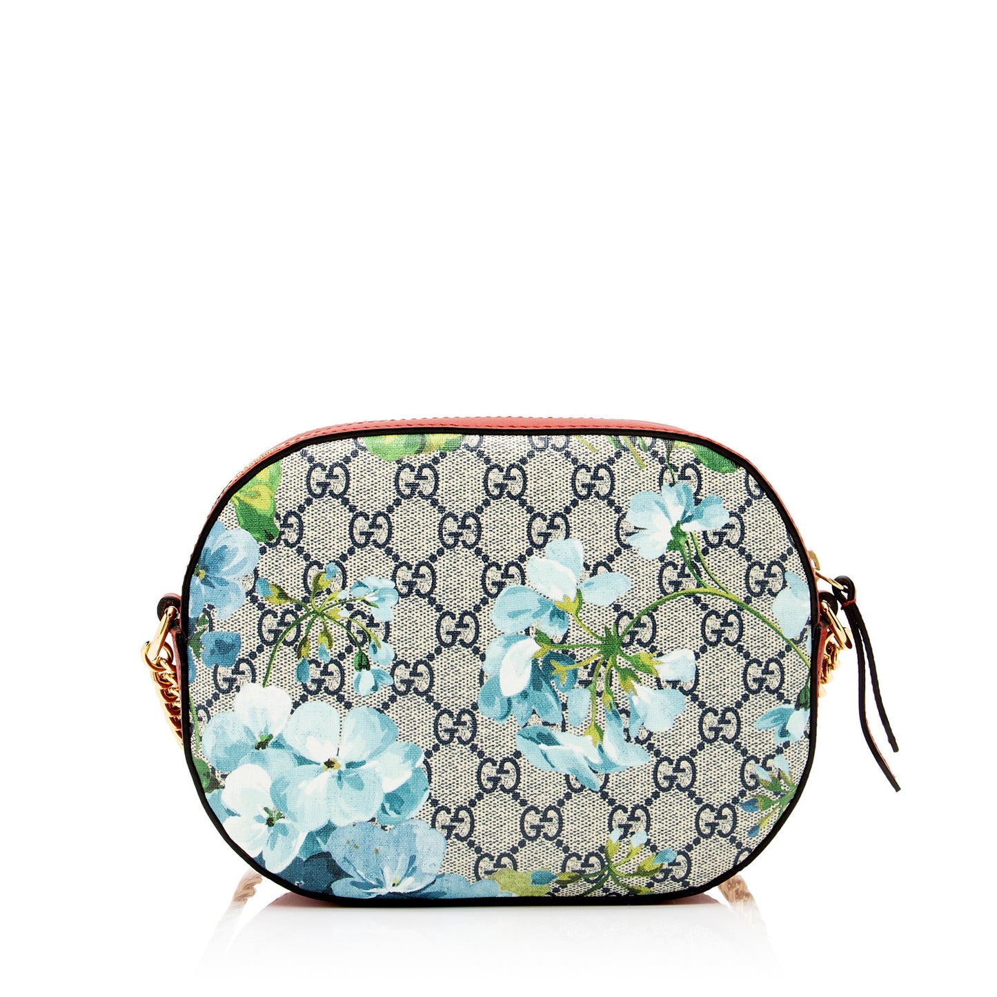Gucci GG Supreme Blooms Chain SHF Leather Canvas Beige Blue Crossbody Bag