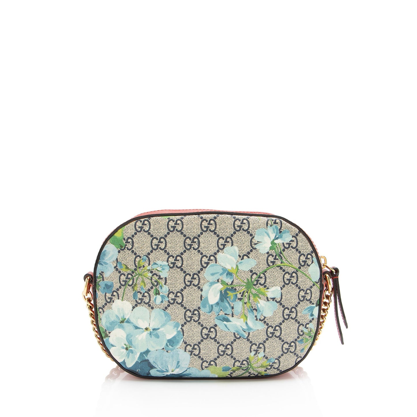 Gucci GG Supreme Blooms Chain Leather Canvas Brown Blue Crossbody Bag