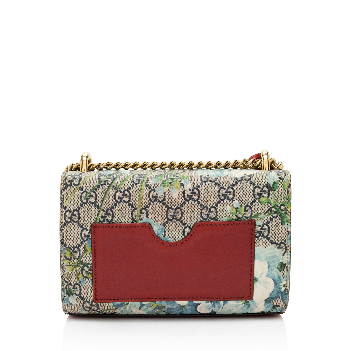 Gucci GG Supreme Blooms Padlock SHF-aRDxaC Leather Canvas Beige Blue Crossbody Bag