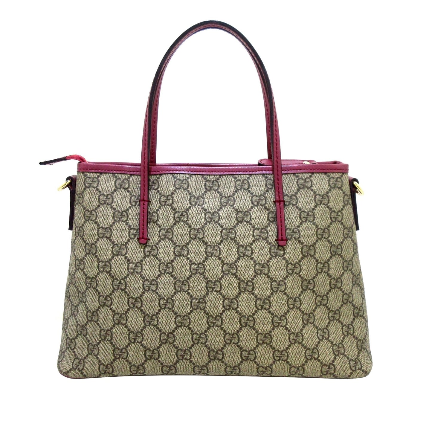 Gucci GG Supreme Convertible Zip SHG-zG1Gzm Canvas Calf Brown Pink Tote Bag
