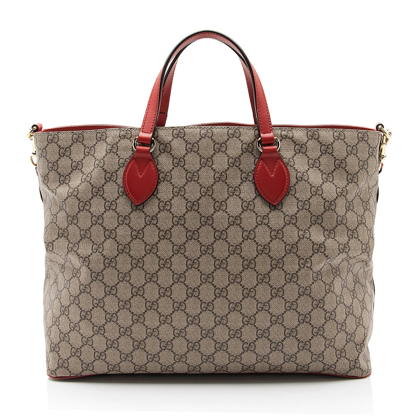 Gucci GG Supreme Embroidered Kingsnake Heart Leather Canvas Beige Tote Bag