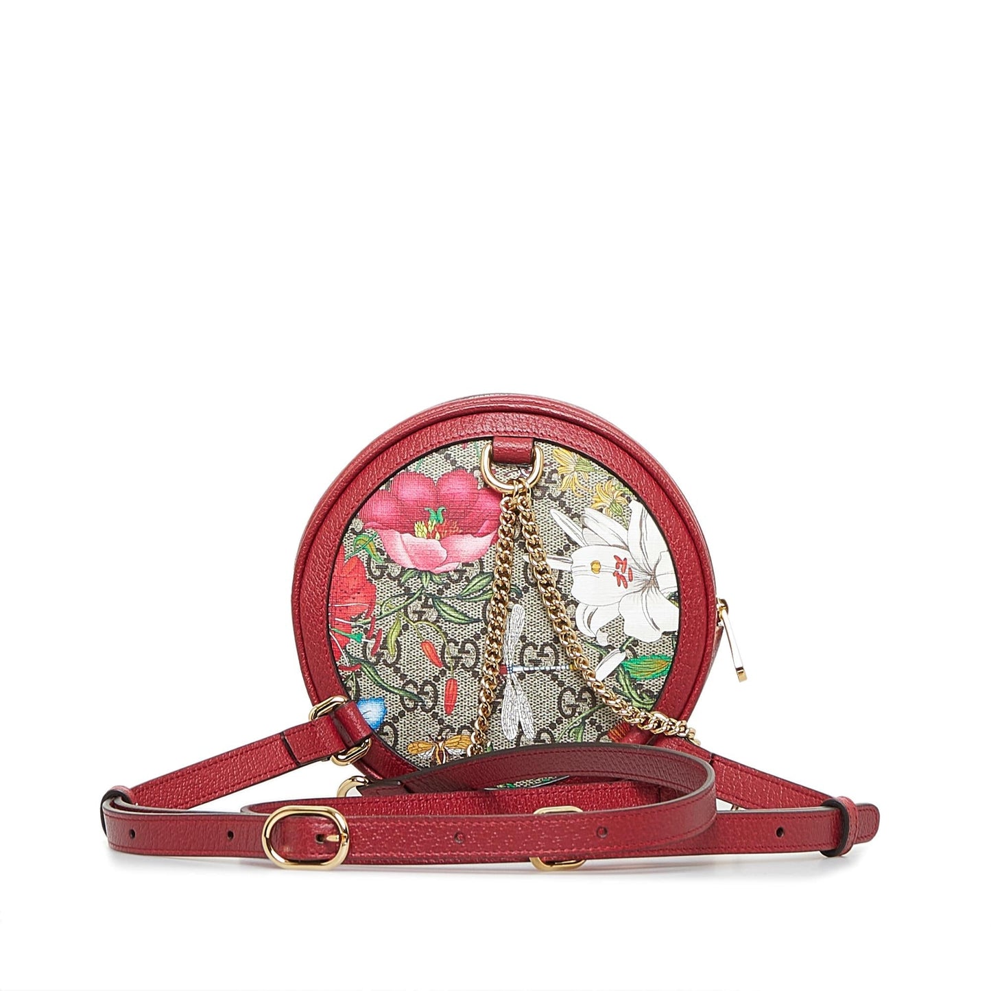 Gucci GG Supreme Flora Ophidia Round Canvas Red Backpack