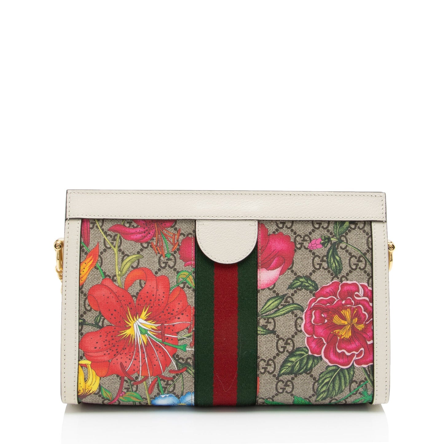 Gucci GG Supreme Flora Ophidia SHF-EhHvKa Leather Canvas Nylon White Shoulder Bag