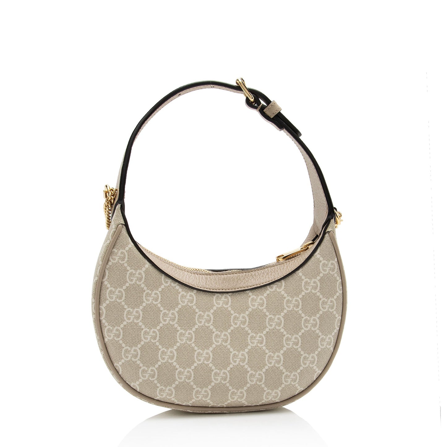 Gucci GG Supreme Half Moon SHF-GZ3MI8 Leather Canvas White Beige Shoulder Bag
