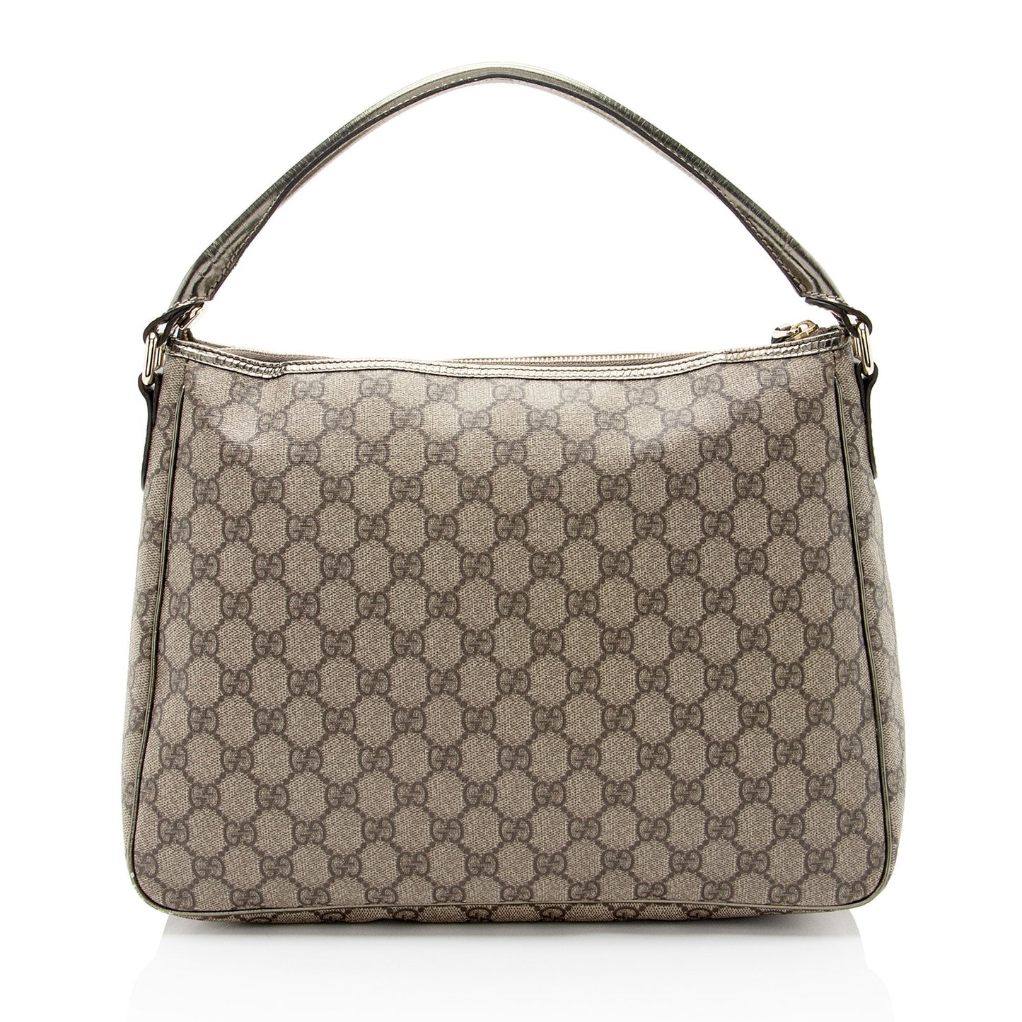 Gucci GG Supreme Pocket SHF-hYDufh Leather Canvas Brown Beige Shoulder Bag