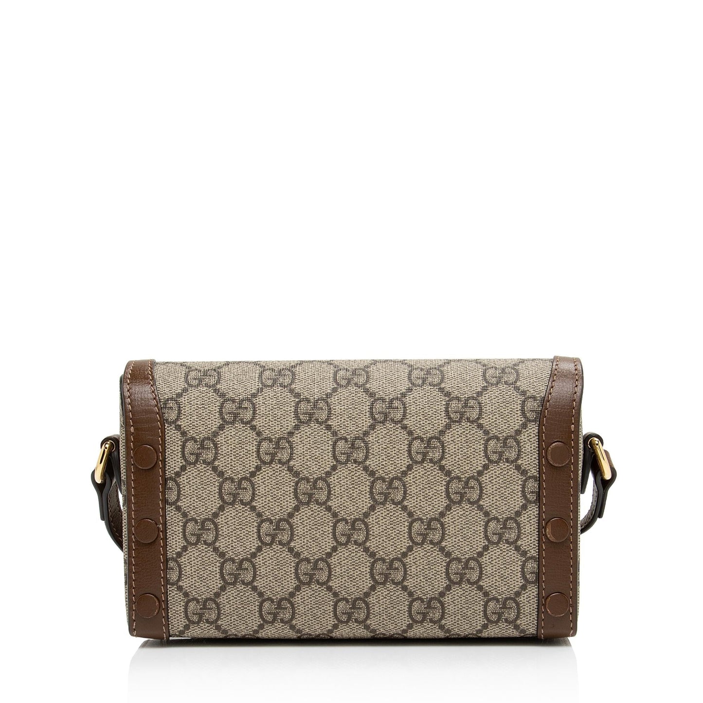 Gucci GG Supreme Horsebit SHF-eLtYhd Leather Canvas Brown Beige Crossbody Bag