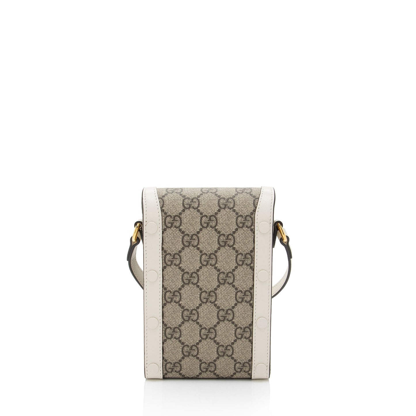 Gucci GG Supreme Horsebit Vertical SHF-eO3rqs Leather Canvas White Beige Crossbody Bag
