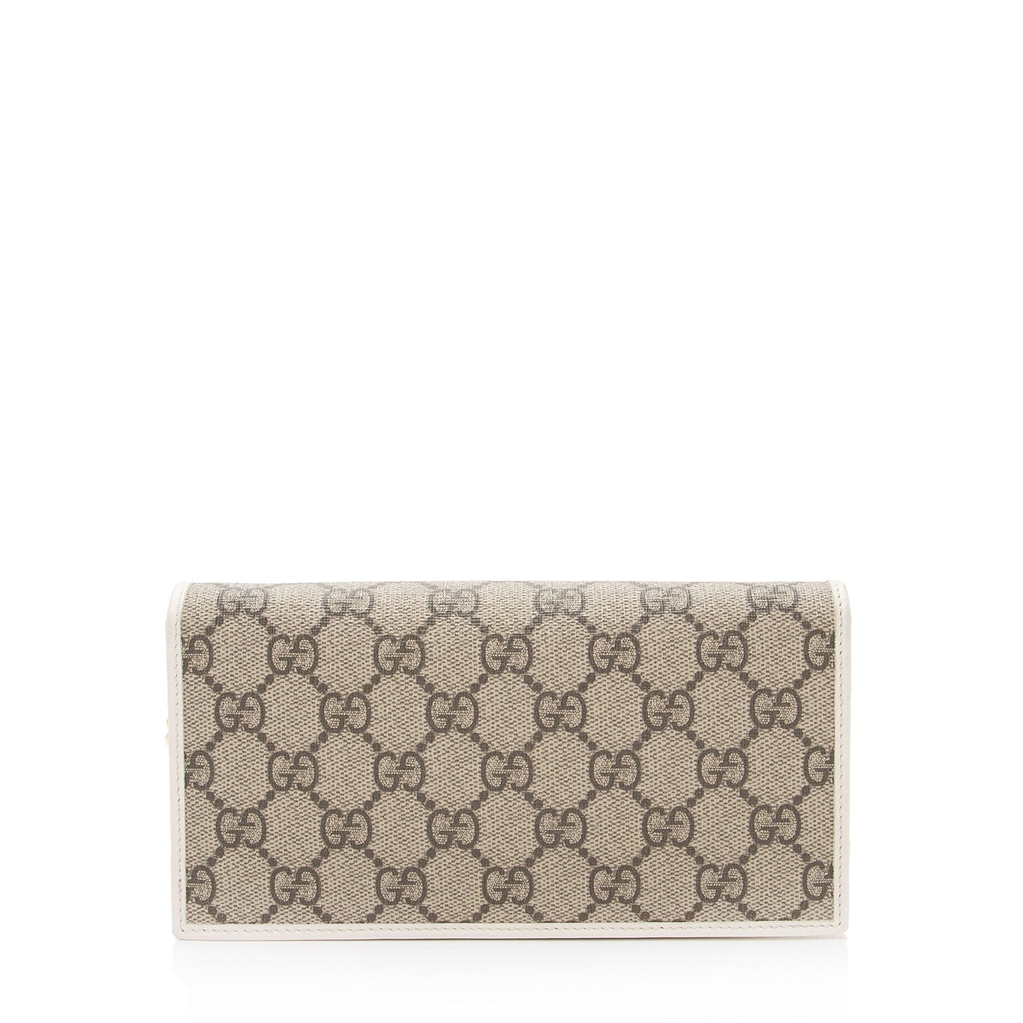 Gucci GG Supreme Horsebit Wallet on Leather Canvas White Beige Crossbody Bag