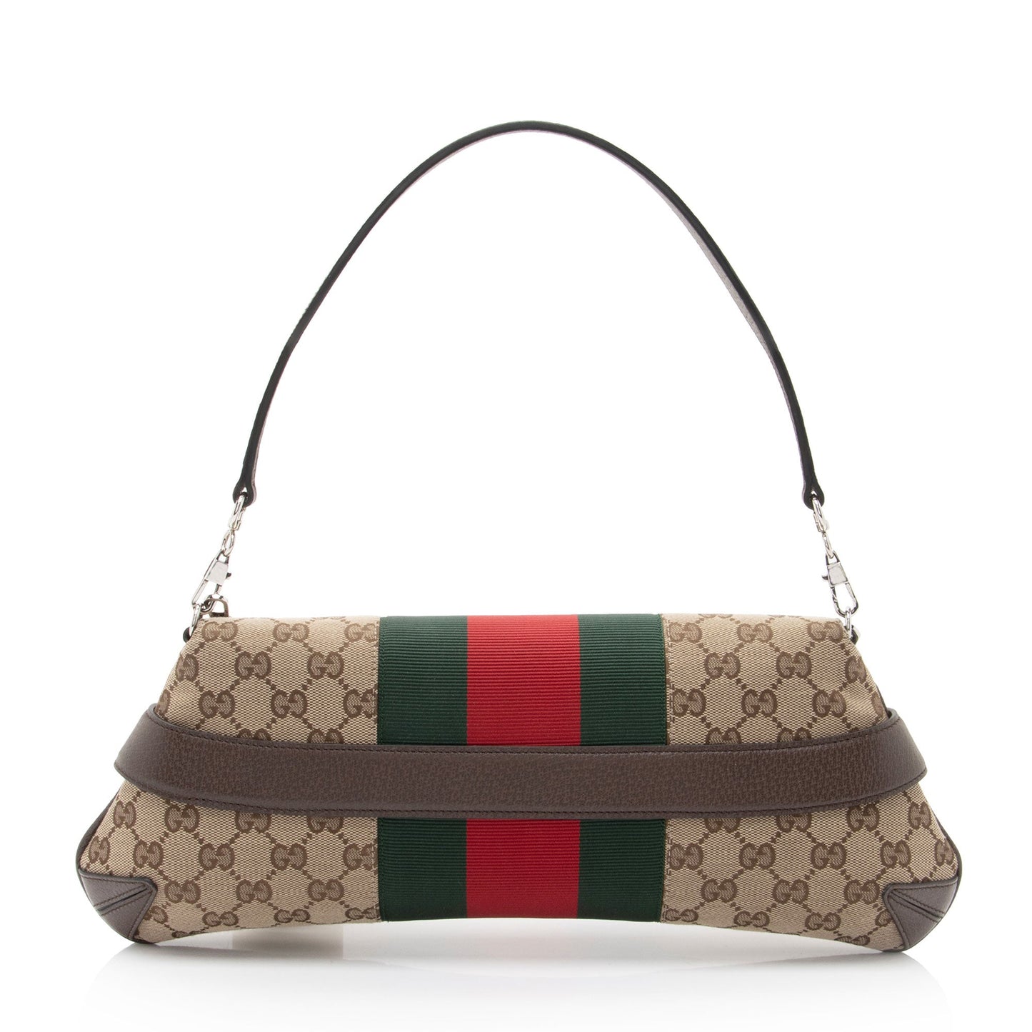 Gucci GG Supreme Horsebit Web Chain Leather Canvas Nylon Brown Shoulder Bag Shf Z3Mumz