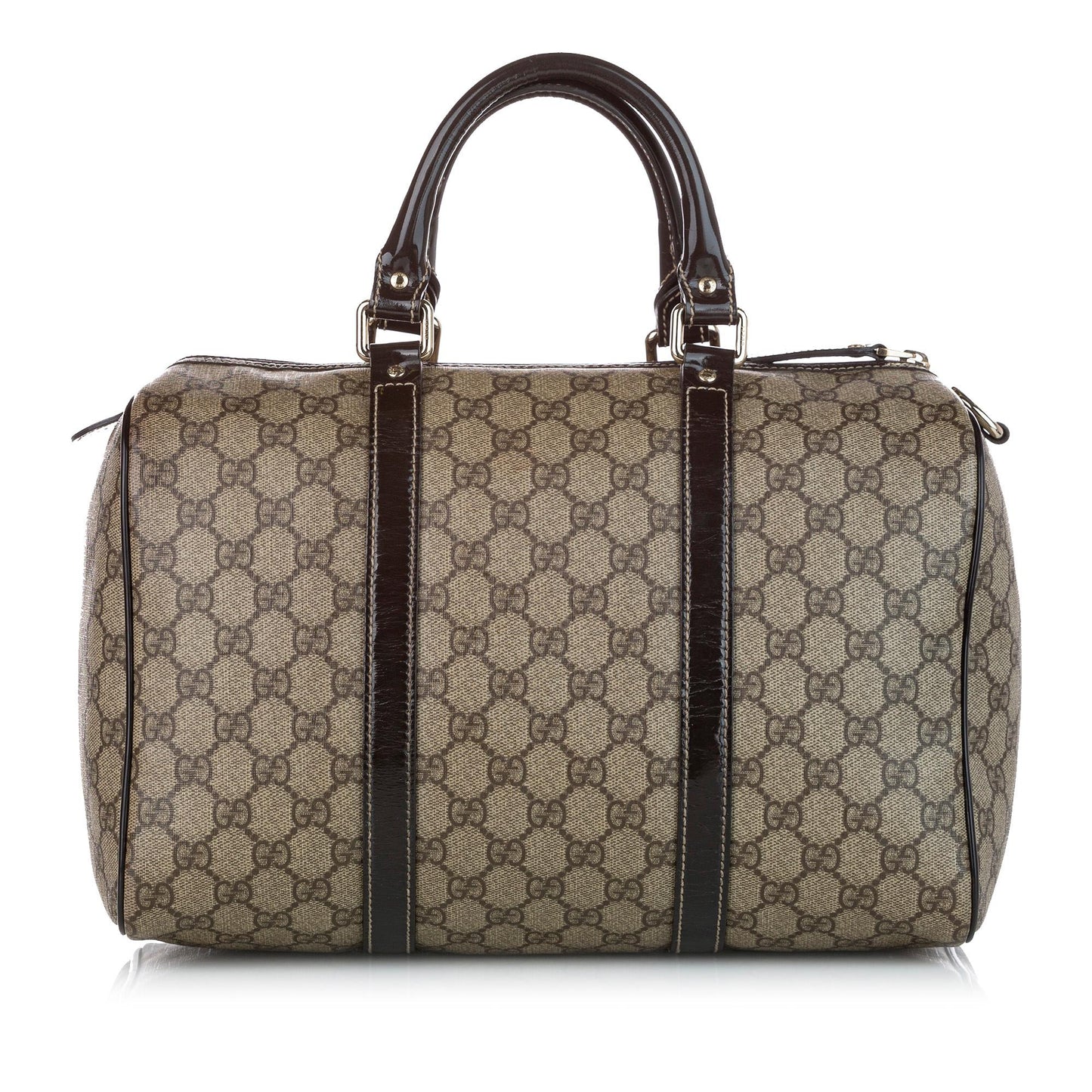 Gucci GG Supreme Joy Boston SHG Canvas Calf Brown Satchel Bag