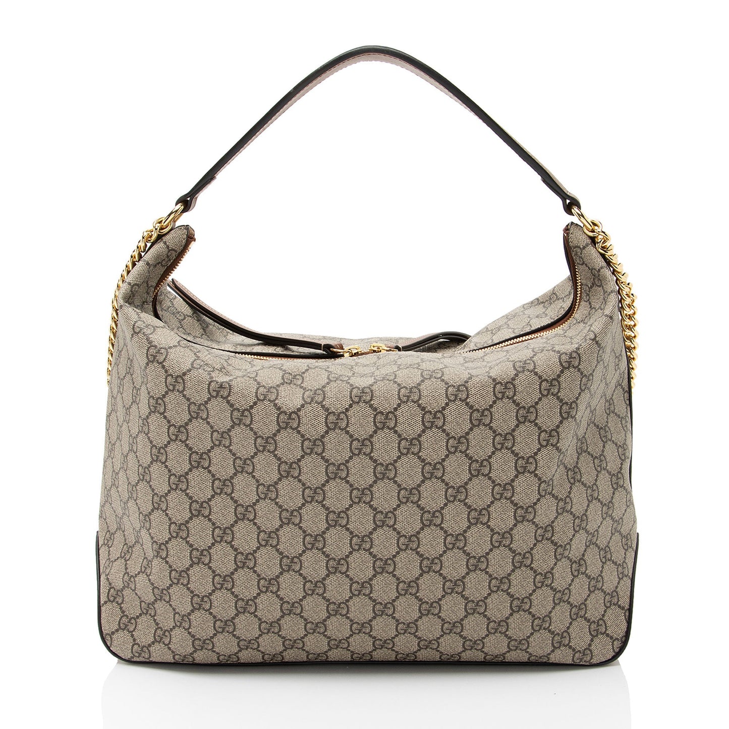 Gucci GG Supreme SHF-H5mUKN Leather Canvas Brown Large Shoulder Bag