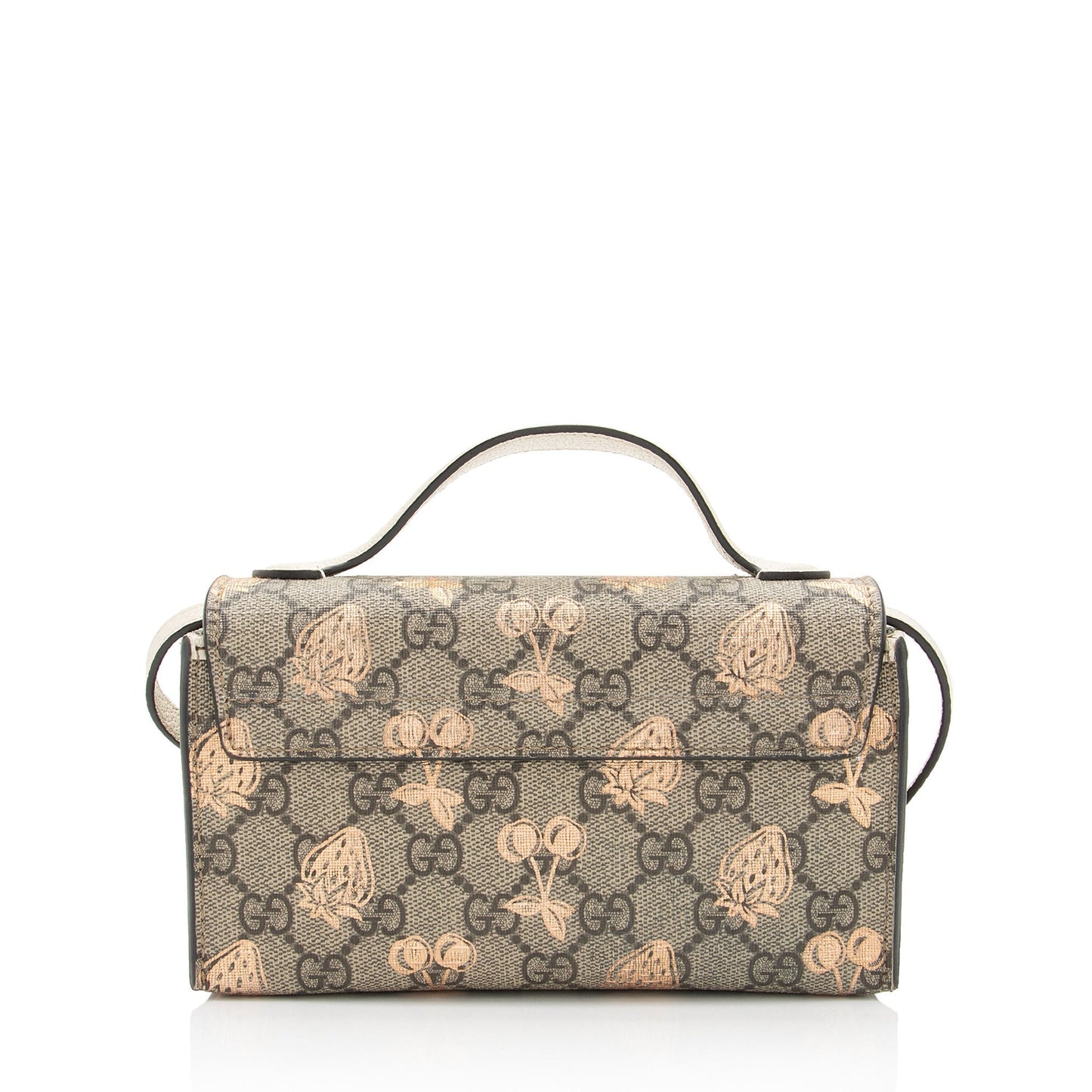 Gucci GG Supreme Berry Padlock SHF-OWluIJ Leather Canvas Brown Beige Crossbody Bag
