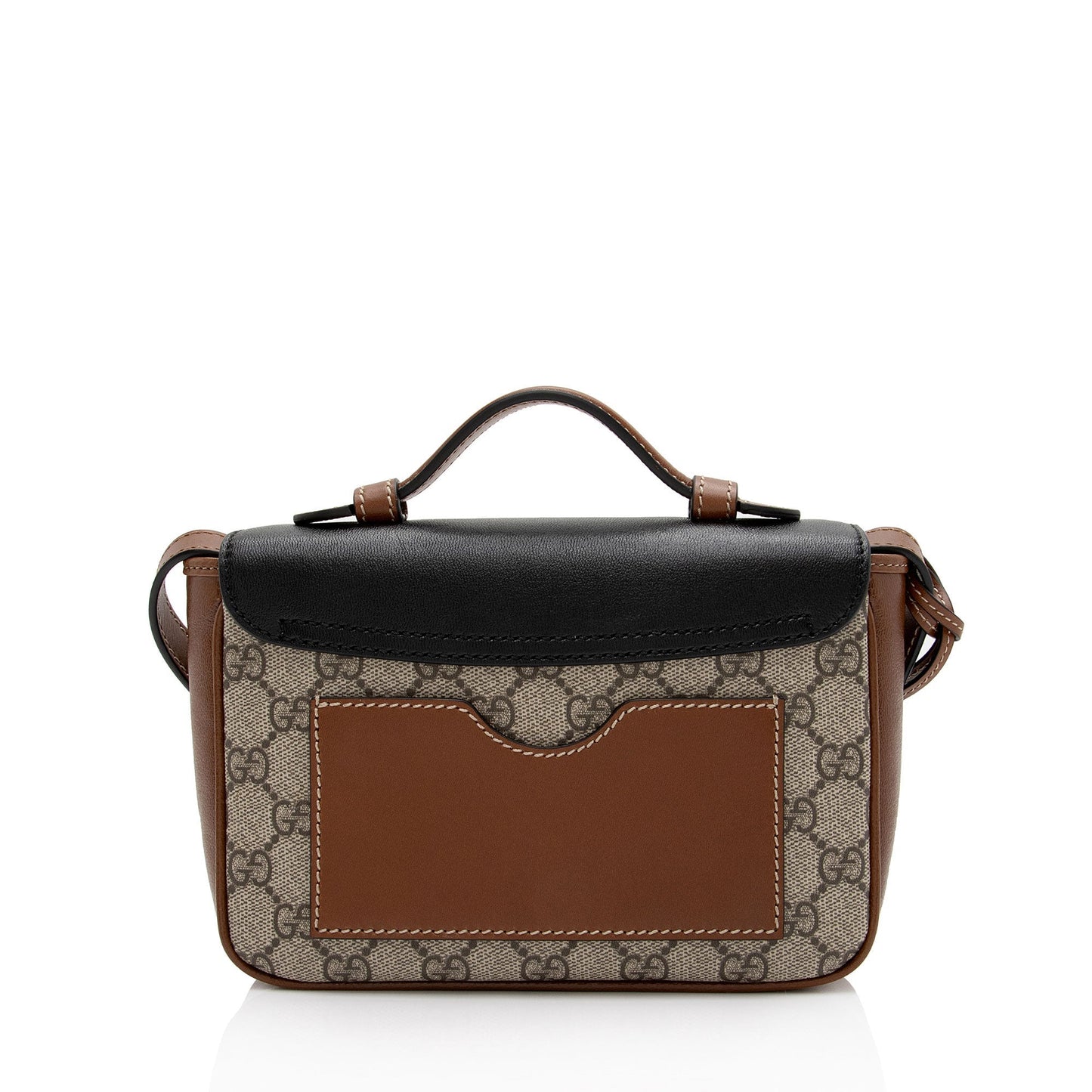 Gucci GG Supreme Padlock SHF-sr3eos Leather Canvas Black Brown Crossbody Bag