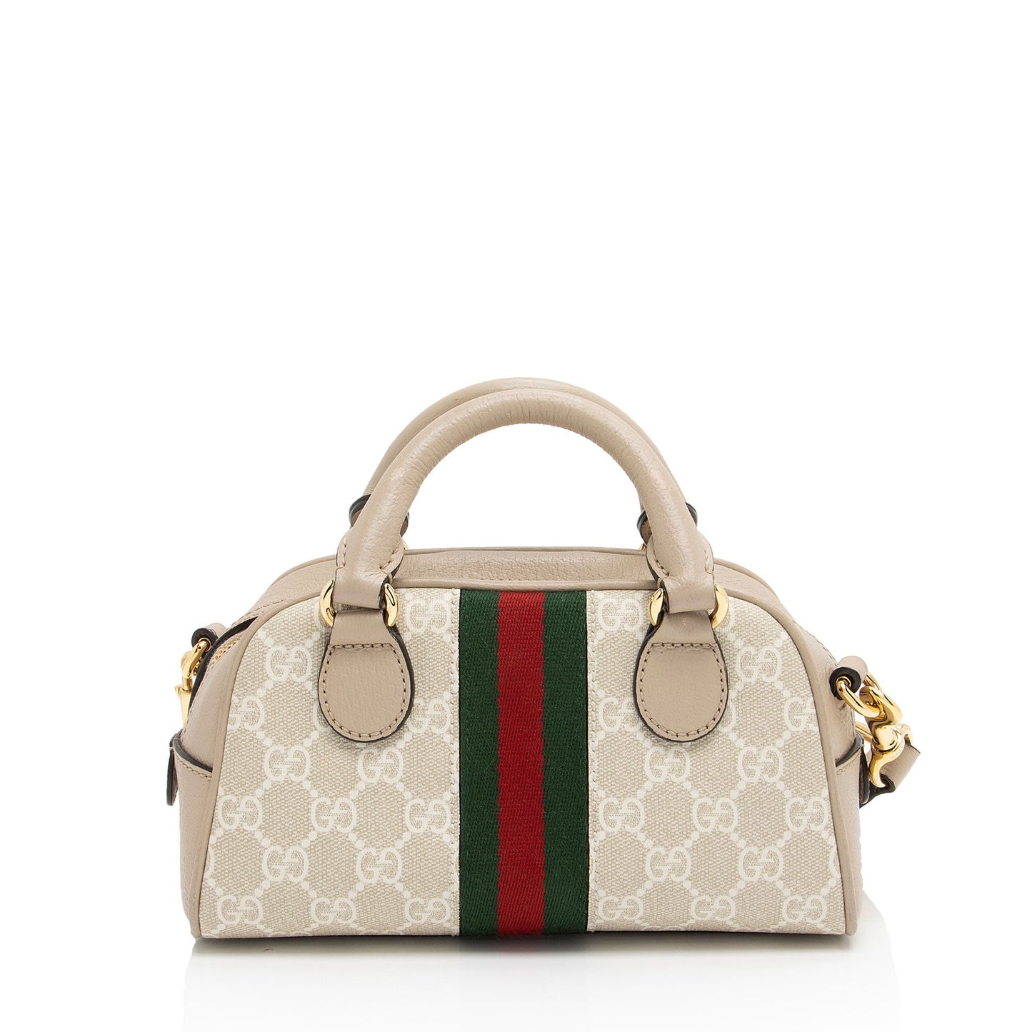 Gucci GG Supreme Ophidia Leather Canvas Nylon White Satchel Bag