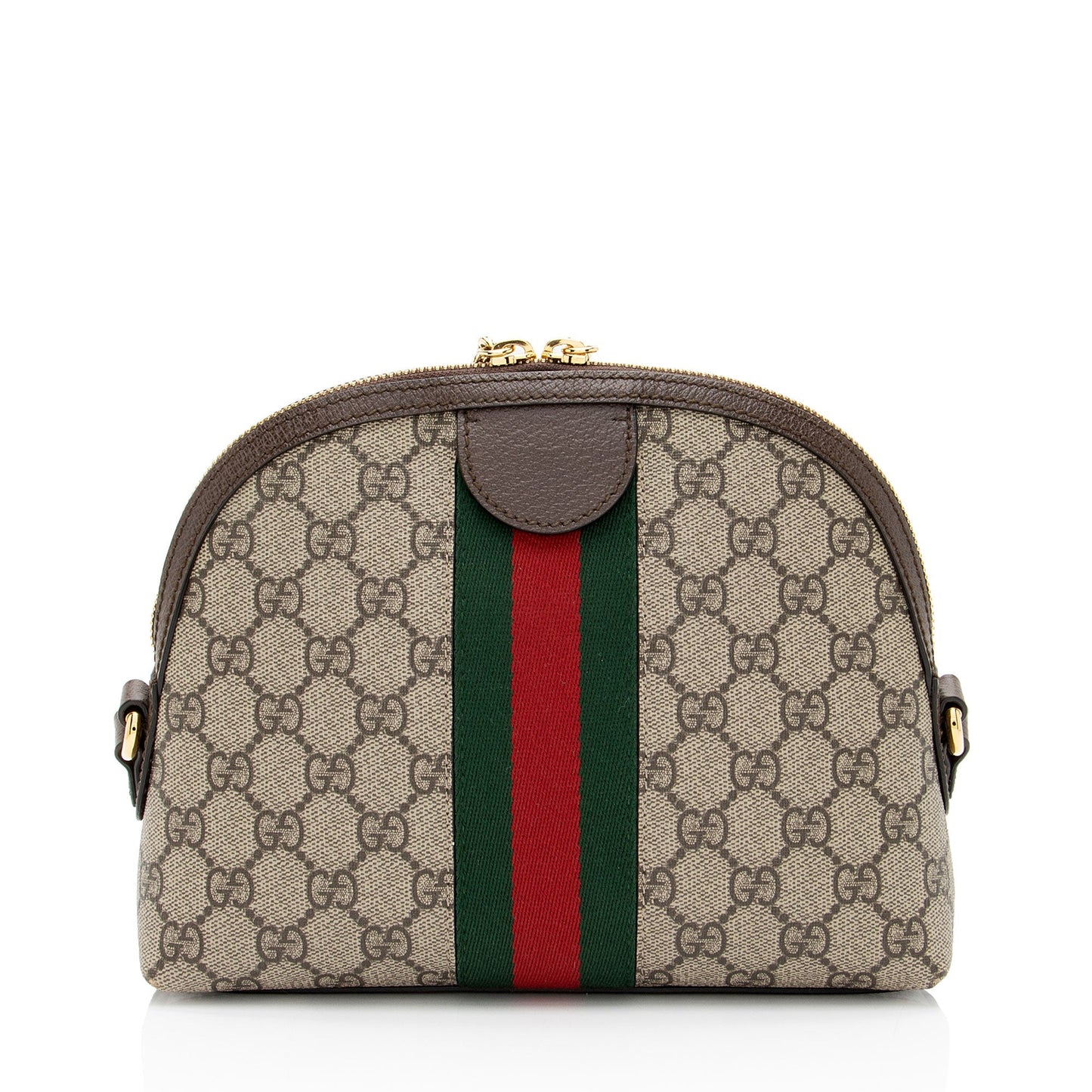 Gucci GG Supreme Ophidia Dome Leather Nylon Brown Beige Crossbody Bag