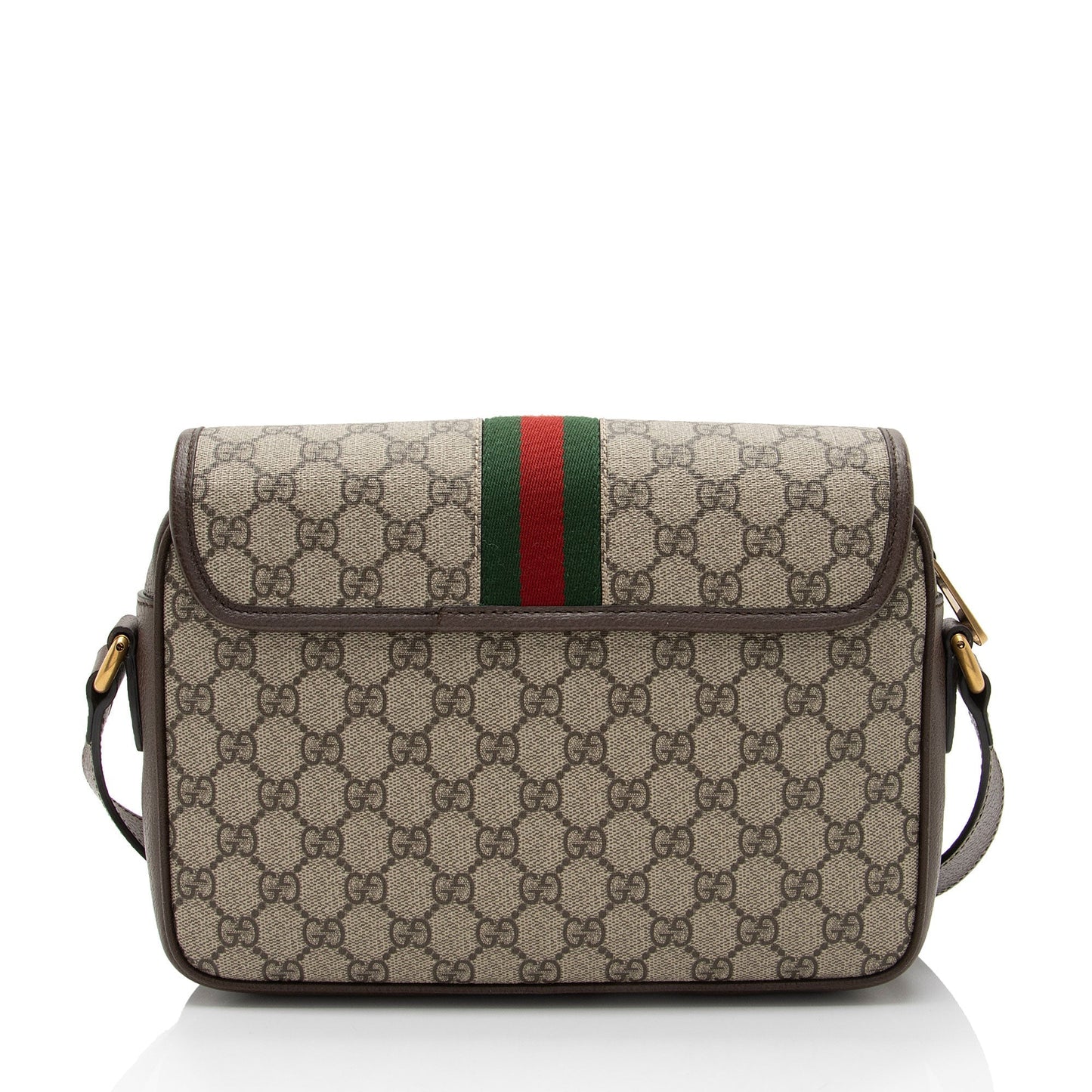 Gucci GG Supreme Ophidia Web Flap Leather Nylon Brown Beige Shoulder Bag