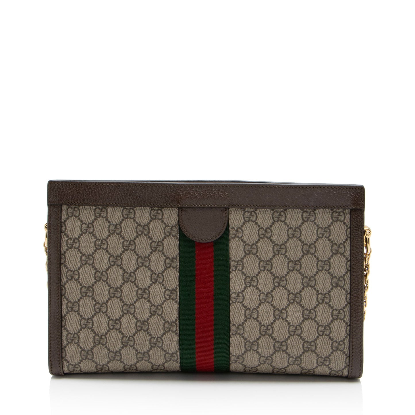 Gucci GG Supreme Ophidia Chain Leather Canvas Nylon Brown Shoulder Bag Shf Upytj6