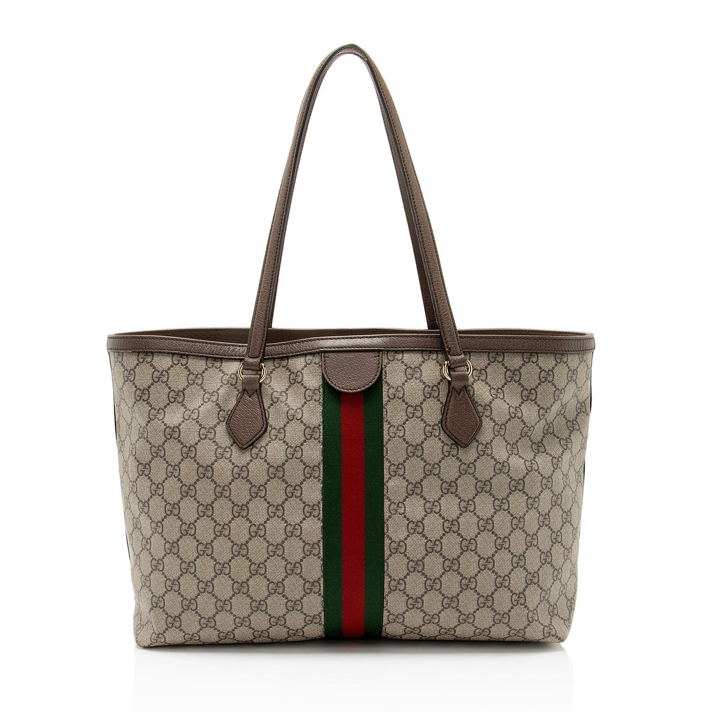 Gucci GG Supreme Ophidia Shopping Leather Canvas Nylon Brown Tote Bag