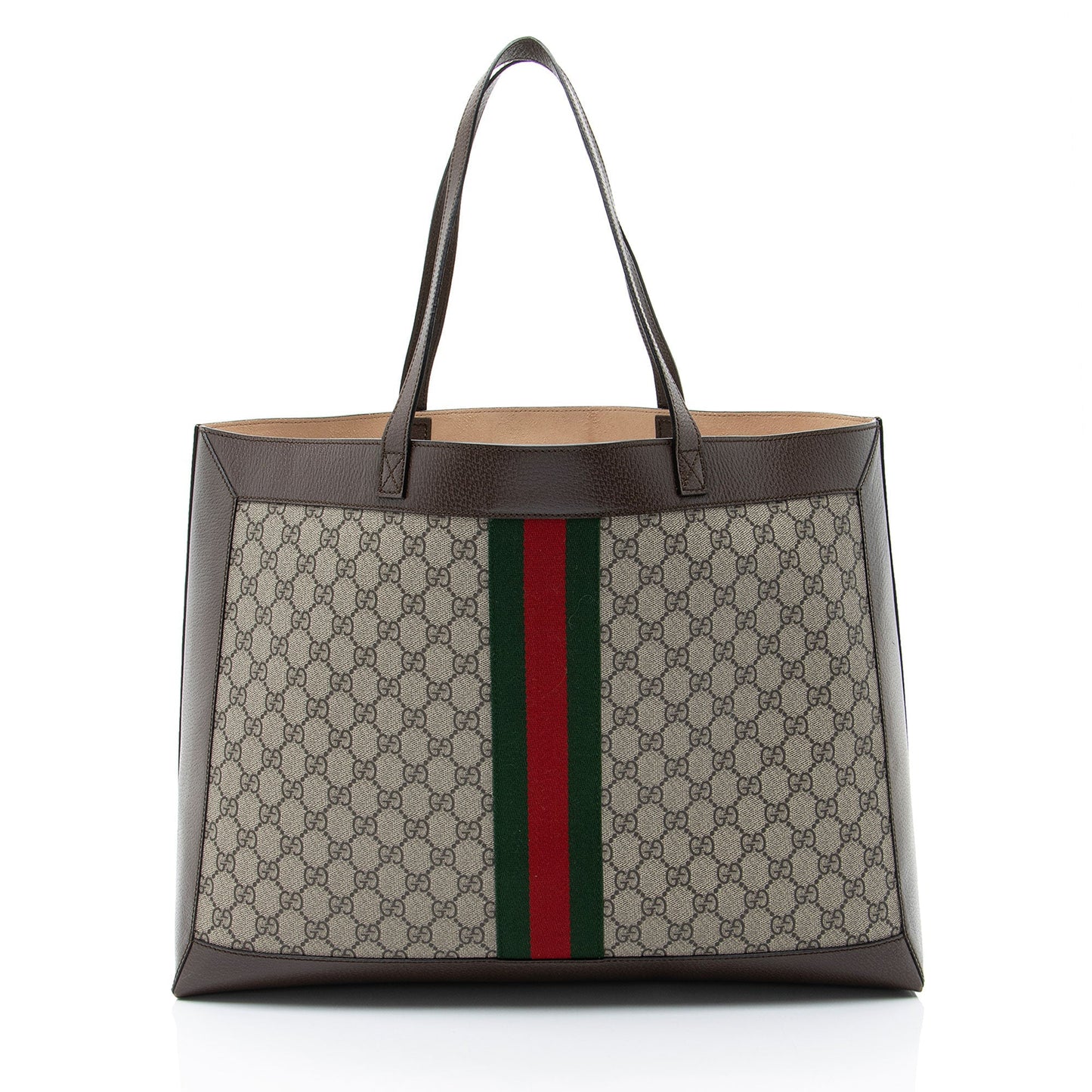 Gucci GG Supreme Ophidia Soft Leather Canvas Nylon Brown Tote Bag