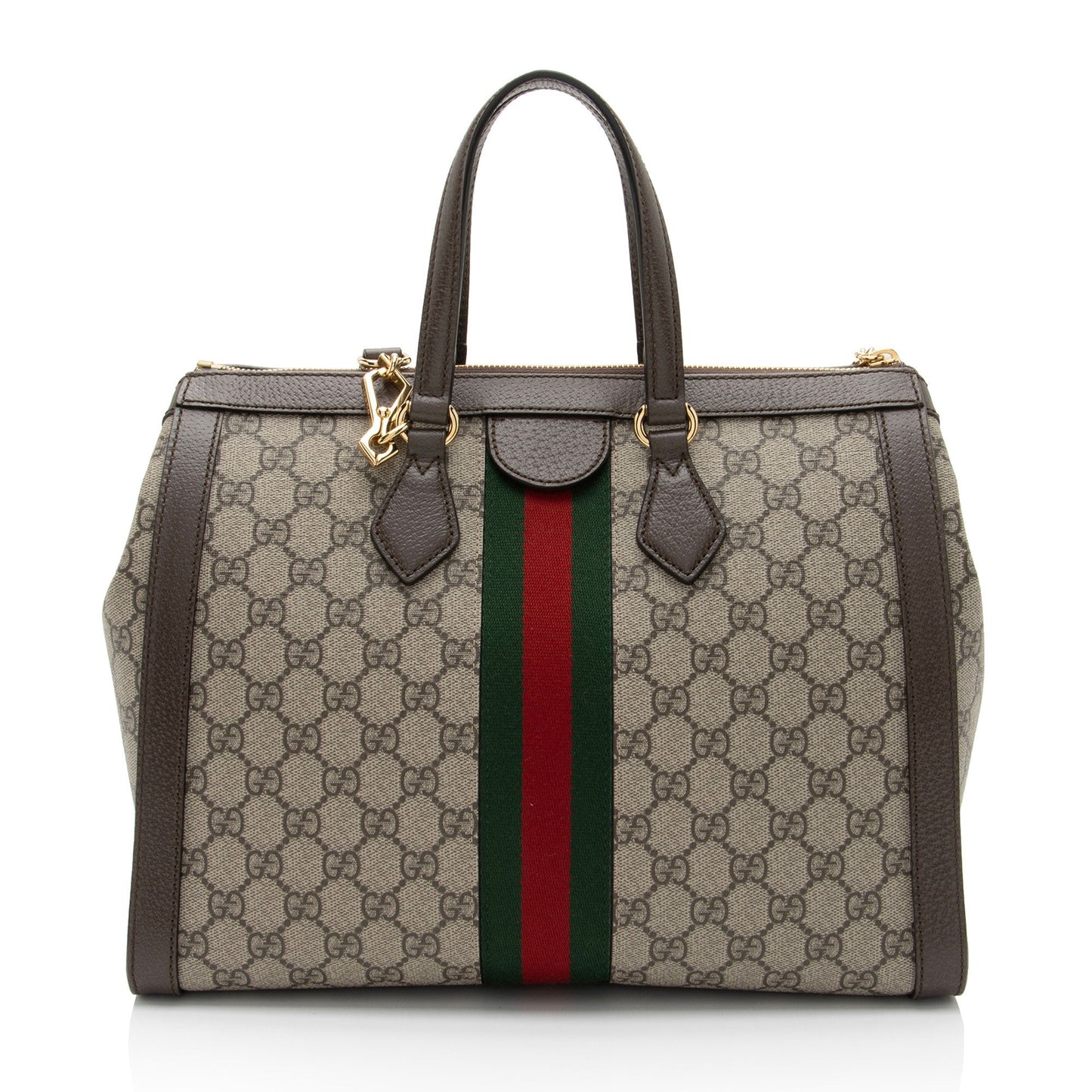 Gucci GG Supreme Ophidia SHF-OYI31D Leather Canvas Nylon Brown Tote Bag