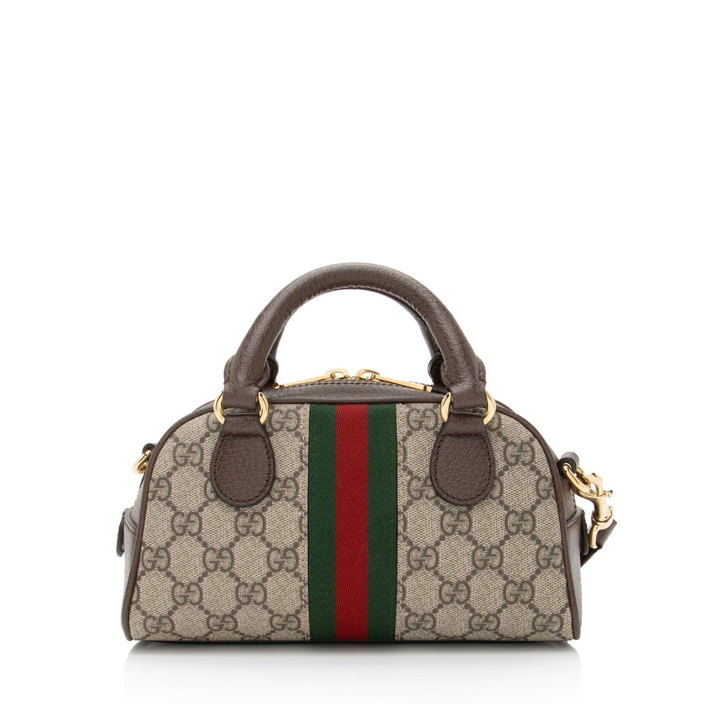Gucci GG Supreme Ophidia Leather Canvas Nylon Brown Satchel Bag