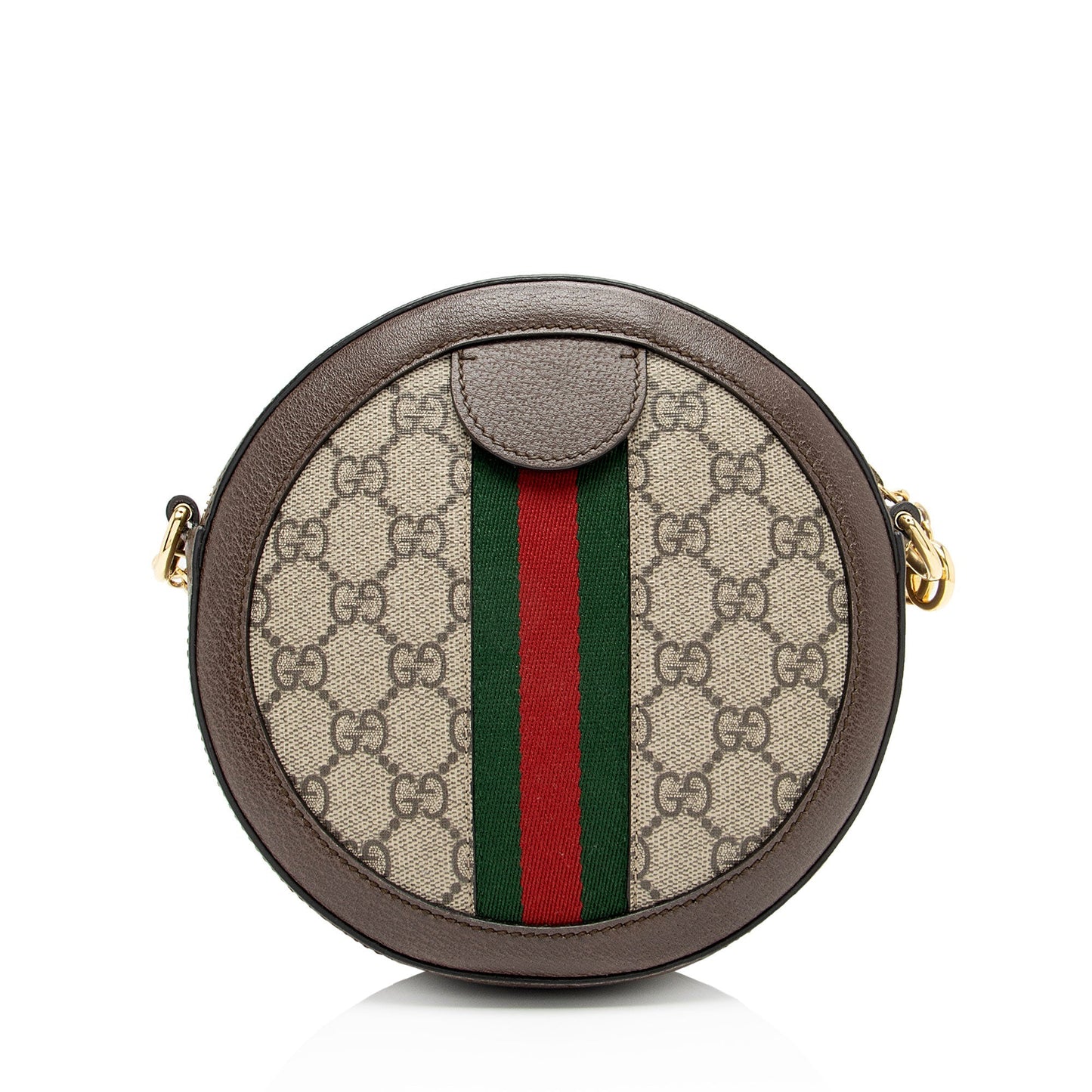 Gucci GG Supreme Ophidia Round SHF-8cDhBq Leather Canvas Nylon Brown Crossbody Bag