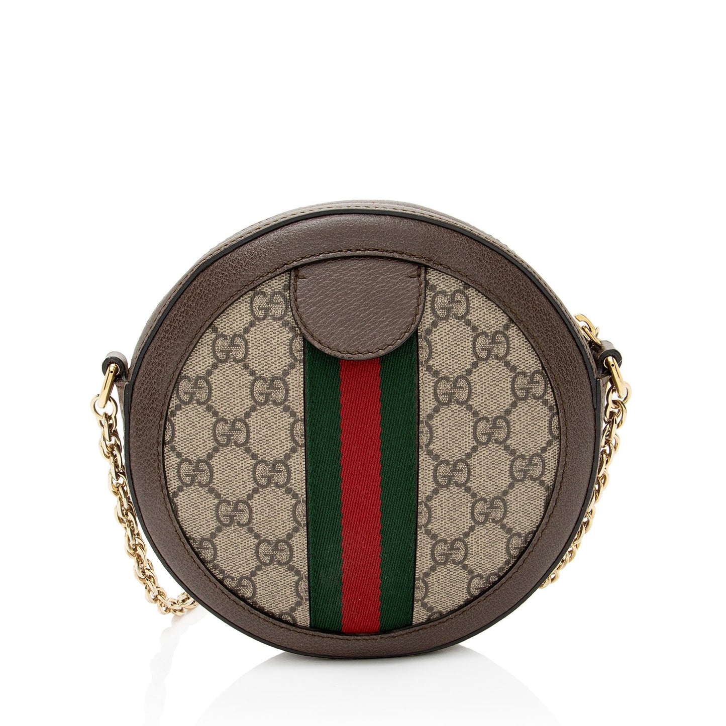 Gucci GG Supreme Ophidia Round Leather Canvas Nylon Beige Crossbody Bag