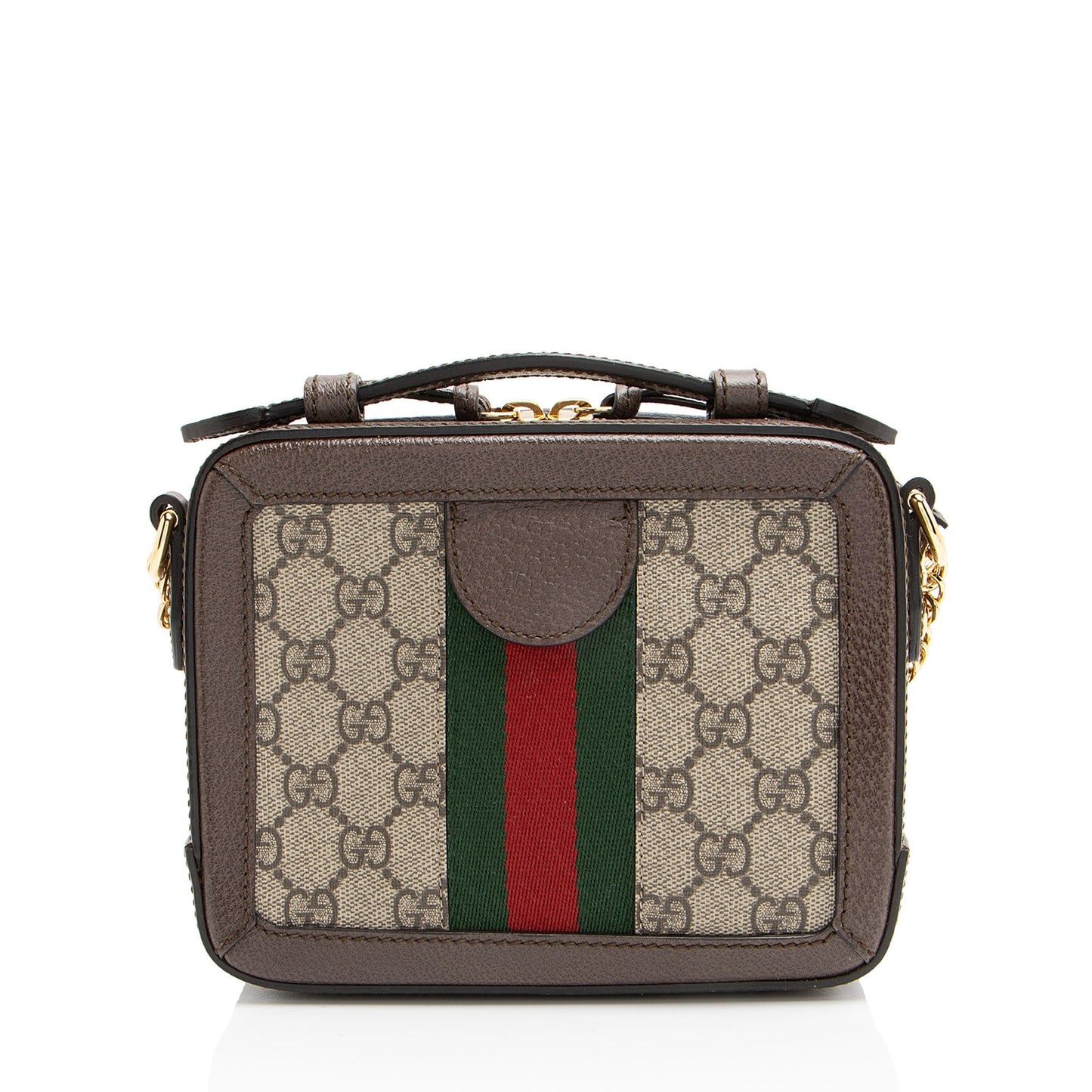 Gucci GG Supreme Ophidia Top Handle Leather Canvas Nylon Brown Crossbody Bag Shf No0Be8