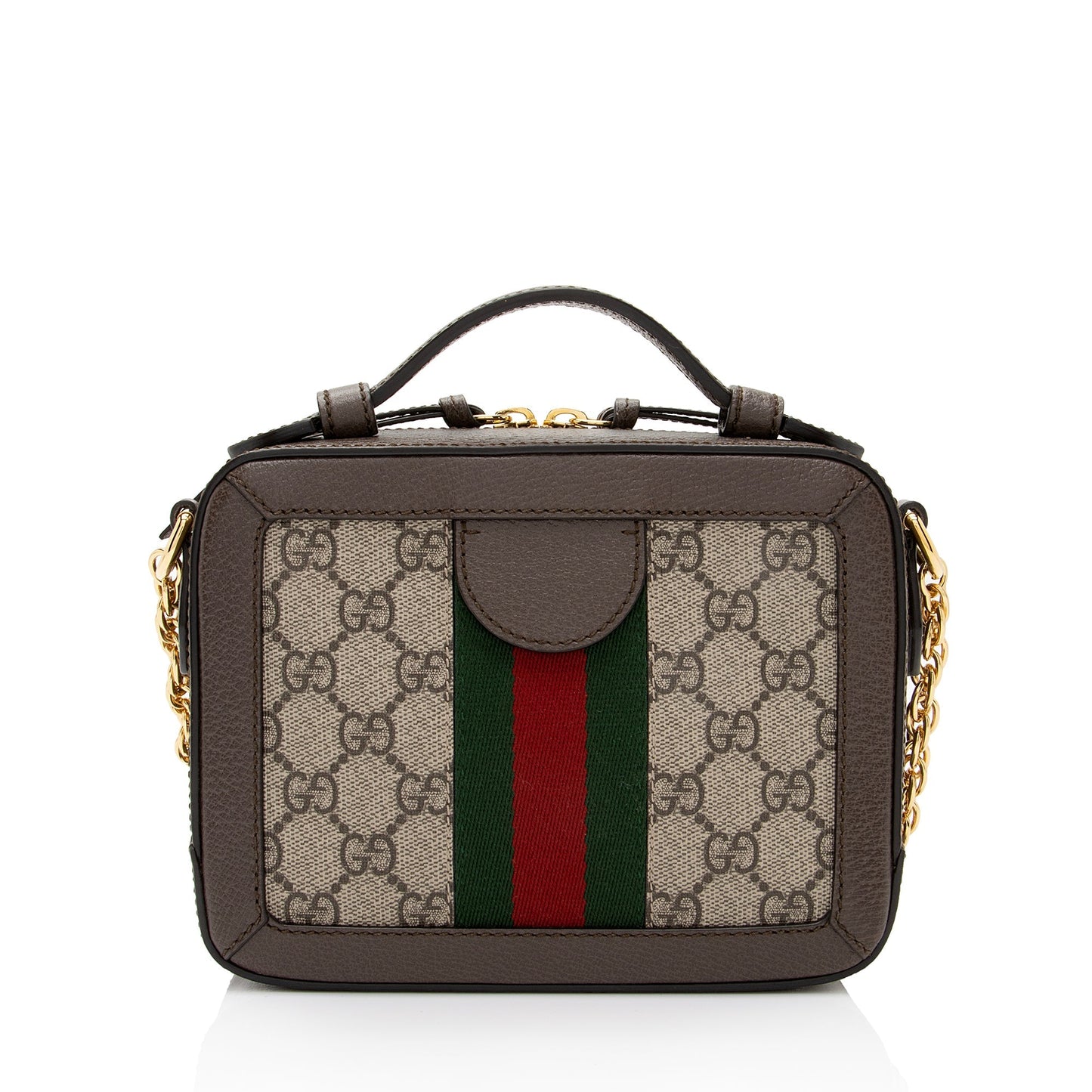 Gucci GG Supreme Ophidia Top Handle Leather Canvas Nylon Brown Crossbody Bag Shf Nunuzp