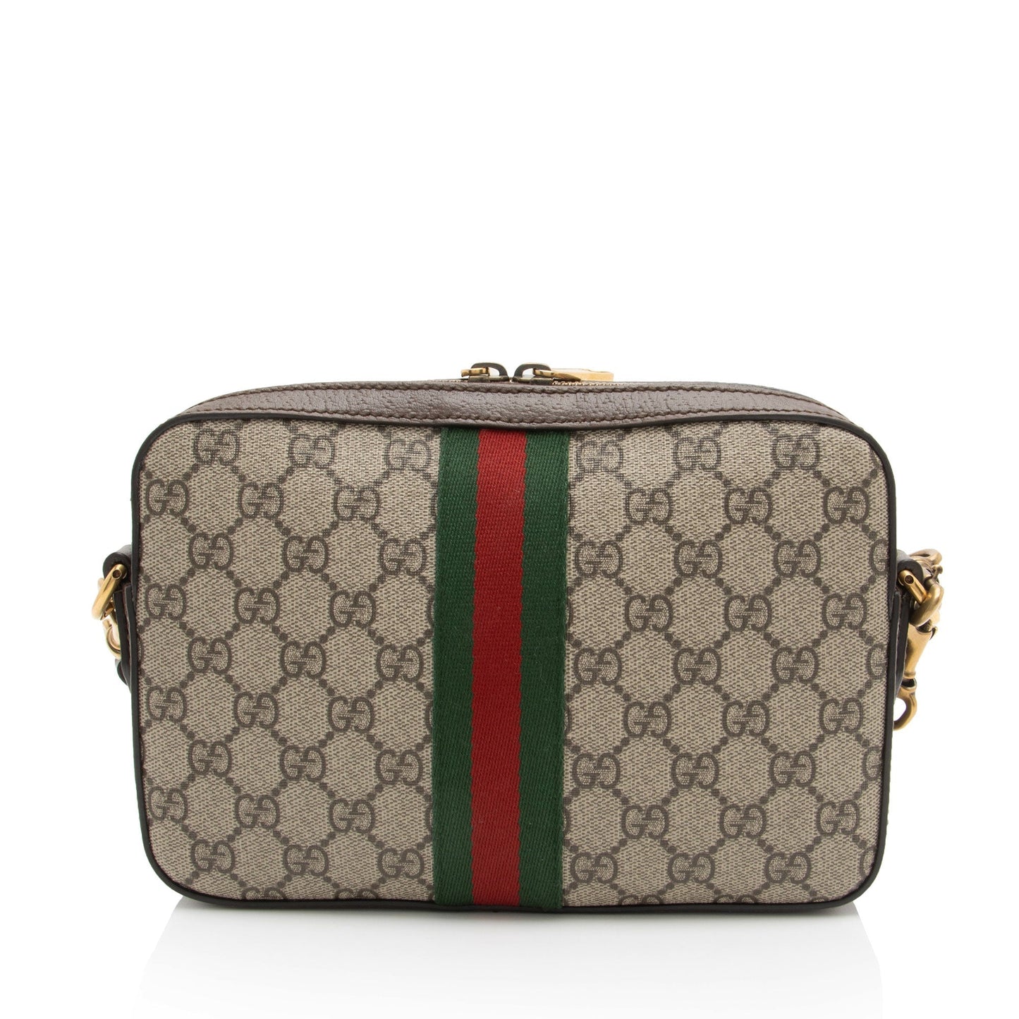 Gucci GG Supreme Ophidia Web SHF-E9hrMN Leather Canvas Nylon Brown Crossbody Bag