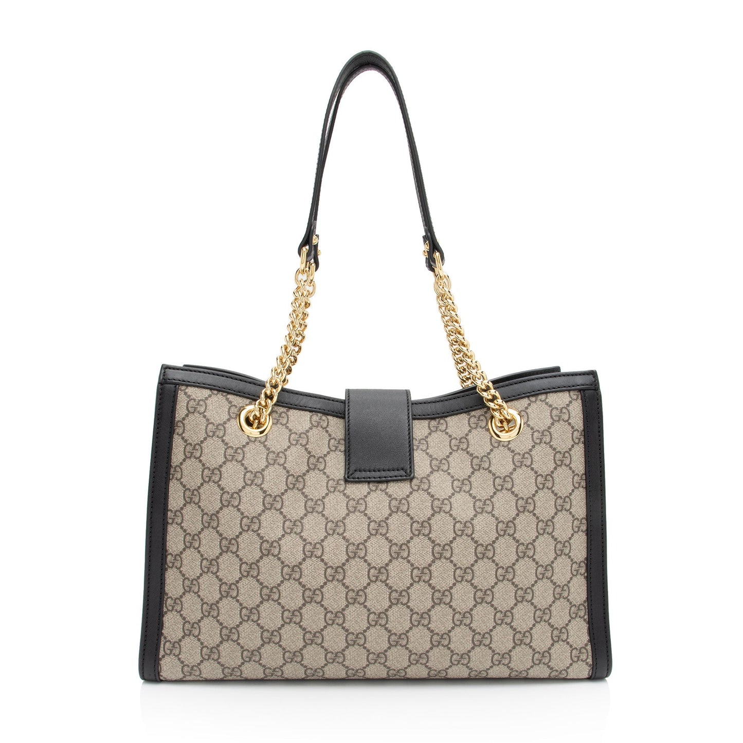 Gucci GG Supreme Padlock Chain SHF-HpZzJo Leather Canvas Black Beige Shoulder Bag