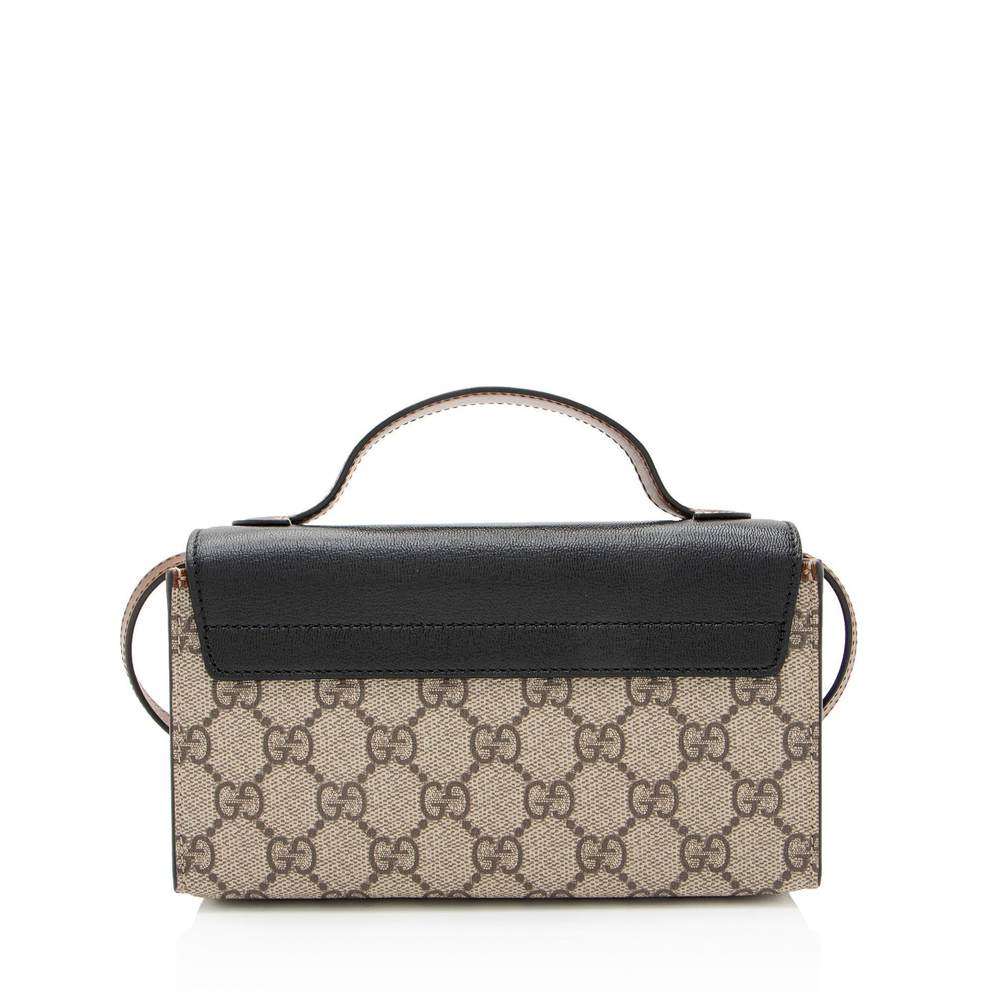 Gucci GG Supreme Padlock Top Handle Leather Canvas Black Brown Crossbody Bag