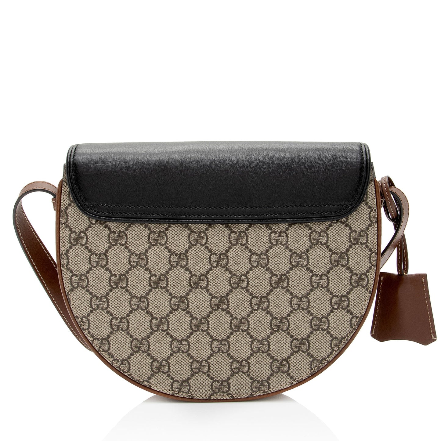 Gucci GG Supreme Padlock Saddle SHF-Wwfxt7 Leather Canvas Black Brown Crossbody Bag